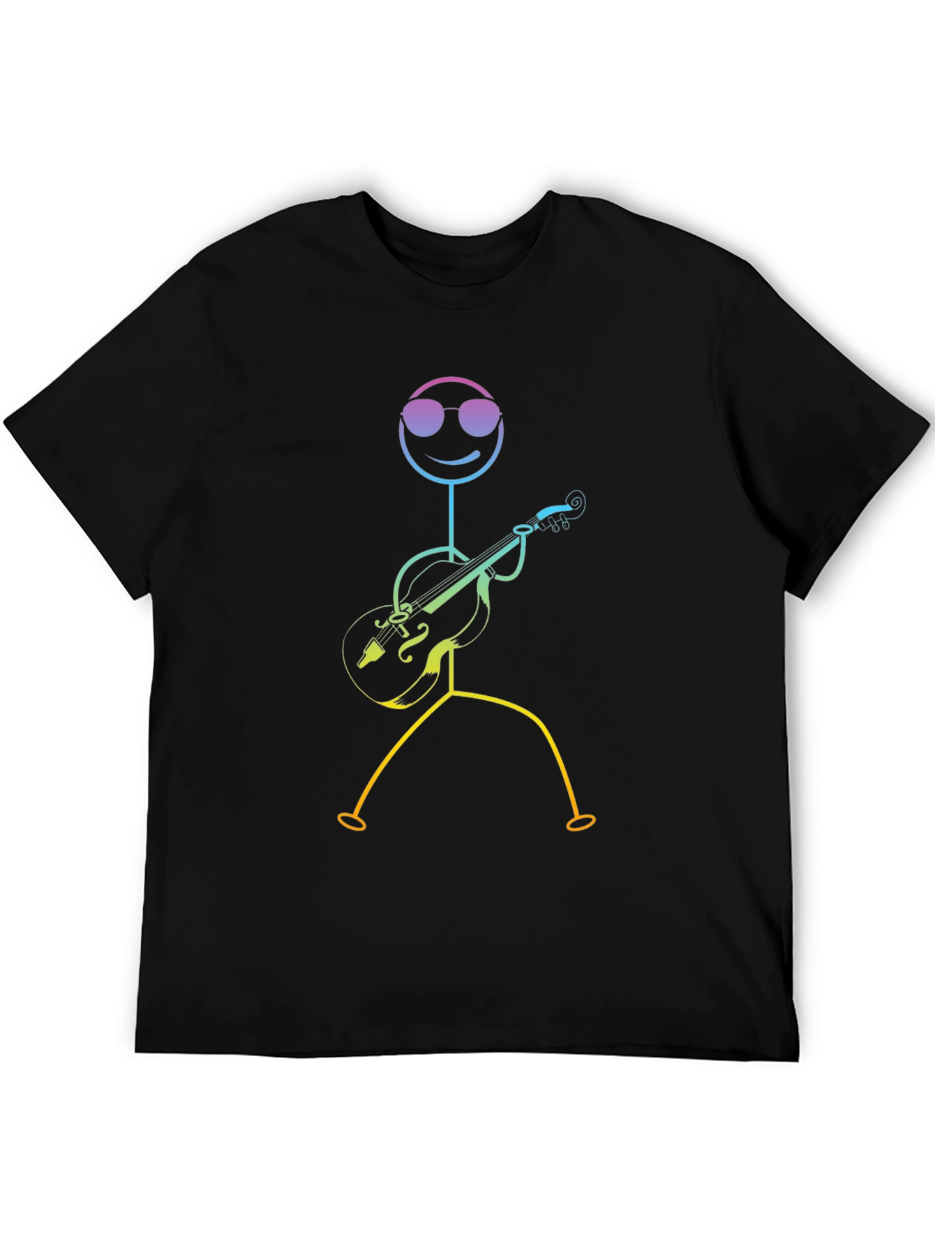 Cool Stick Figure Musician Black T-Shirt