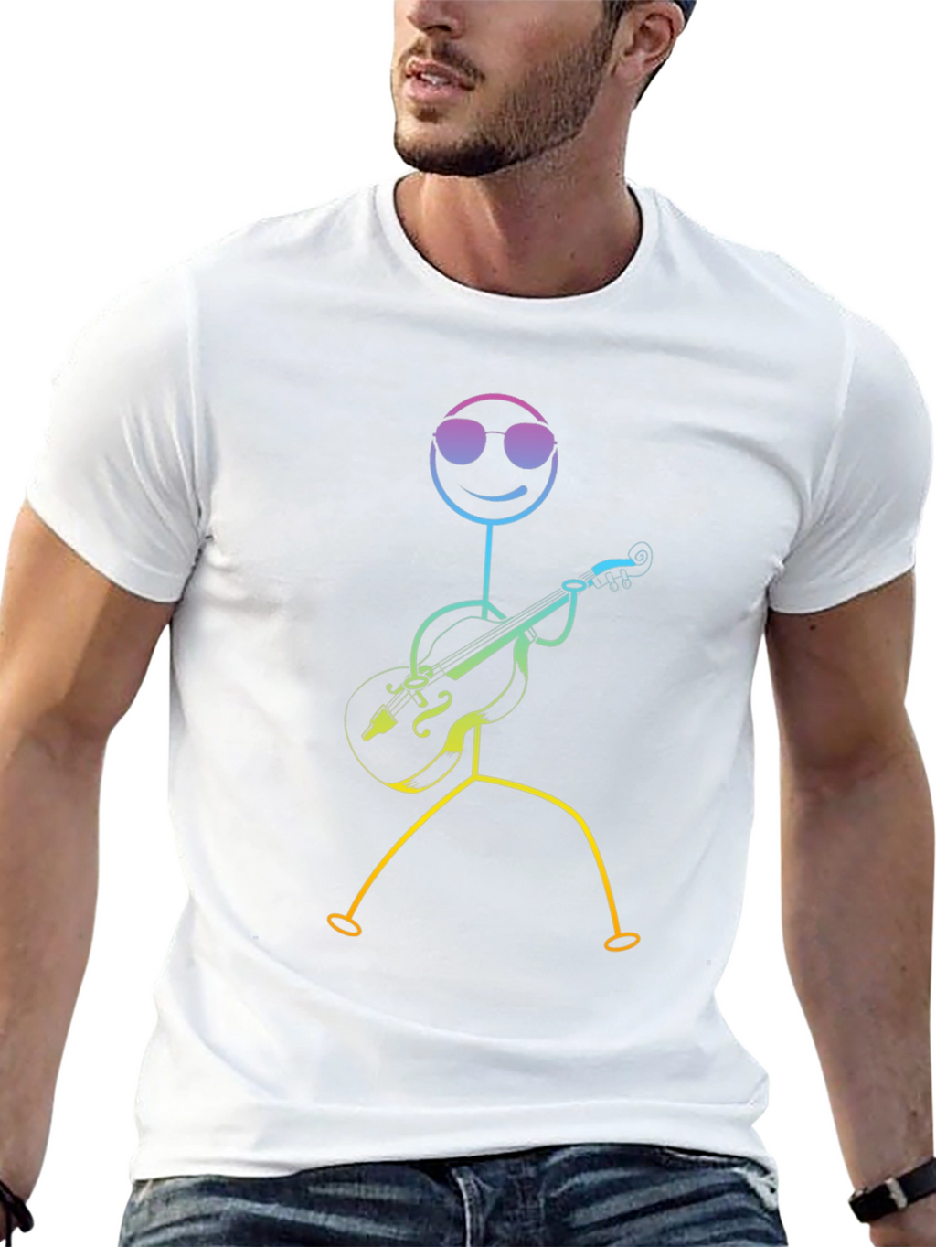 Cool Stick Figure Musician Black T-Shirt