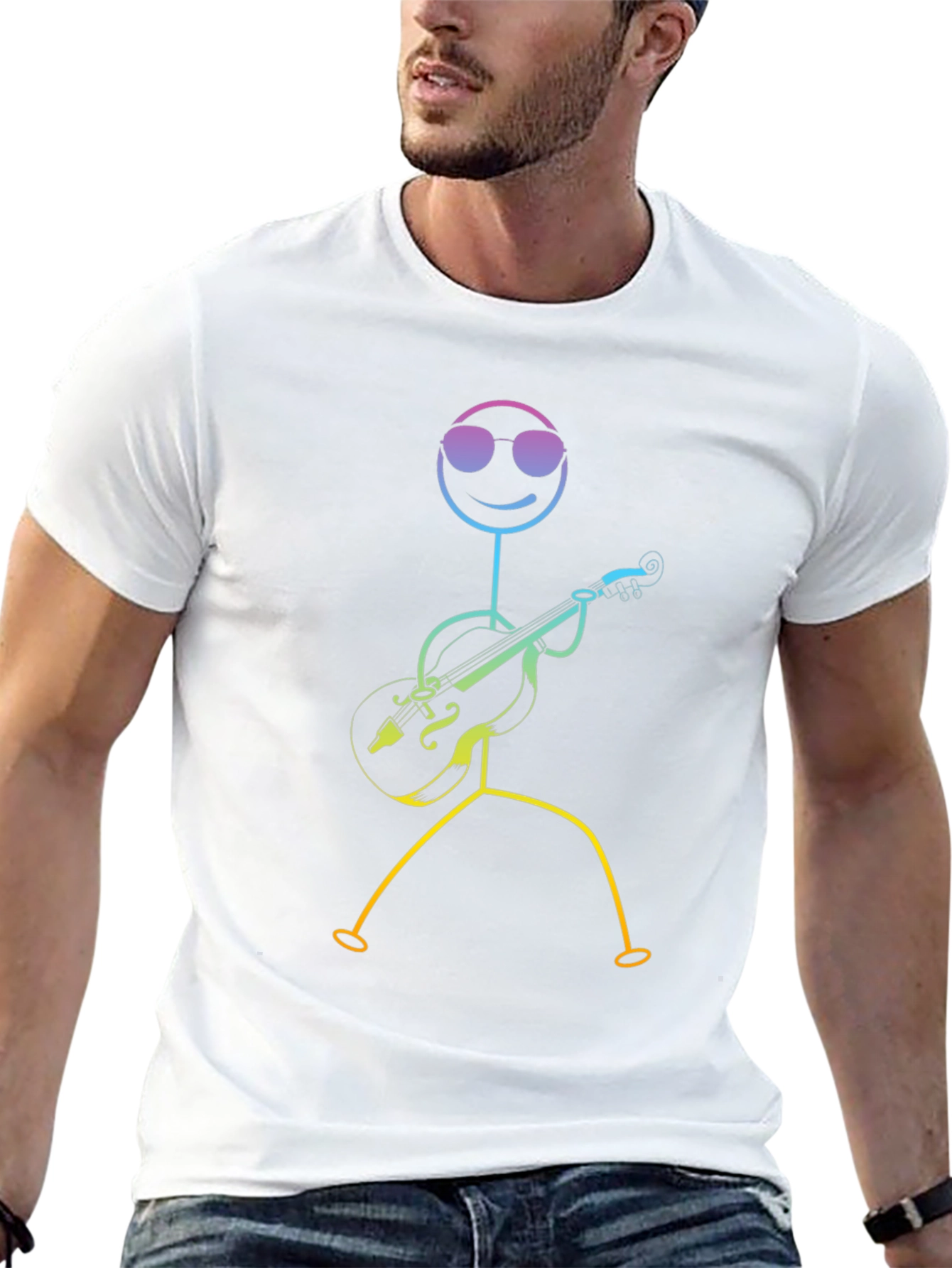Cool Stick Figure Musician Black T-Shirt