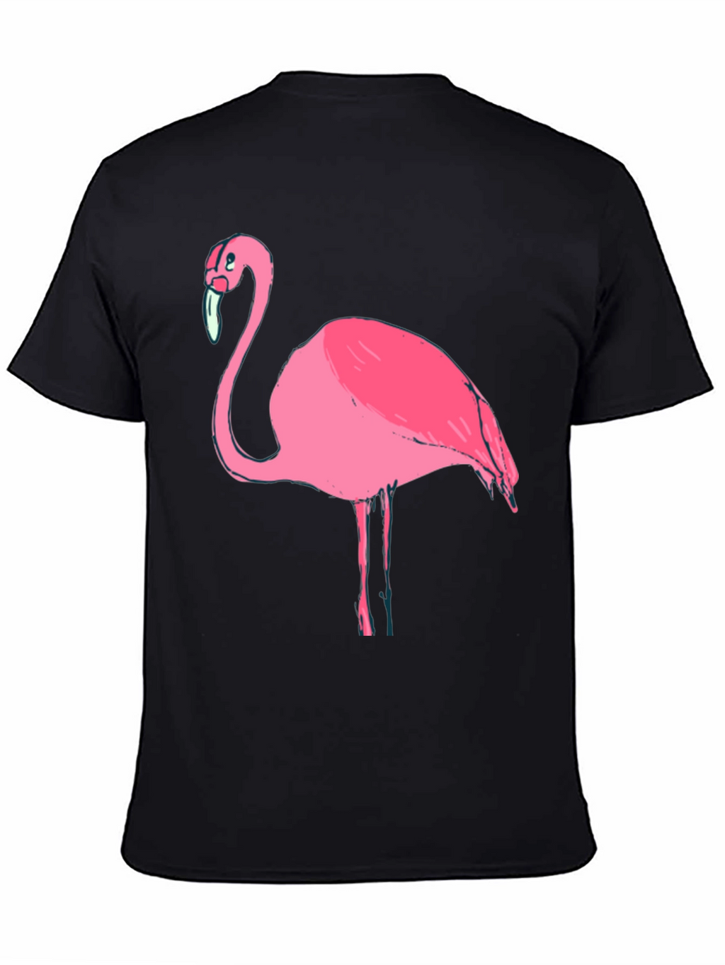 Mens Black T-Shirt with Pink Flamingo Graphic