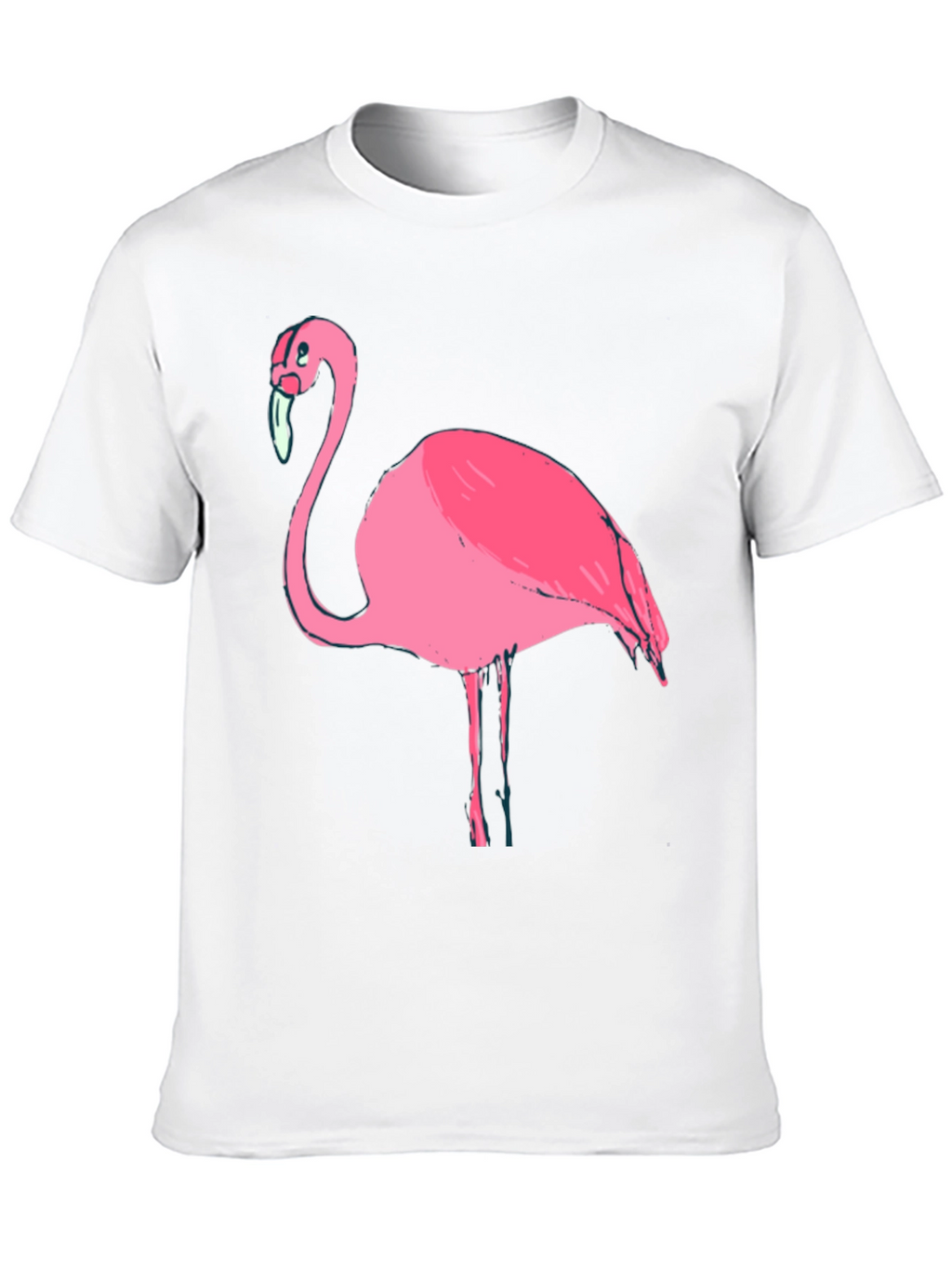 Mens Black T-Shirt with Pink Flamingo Graphic
