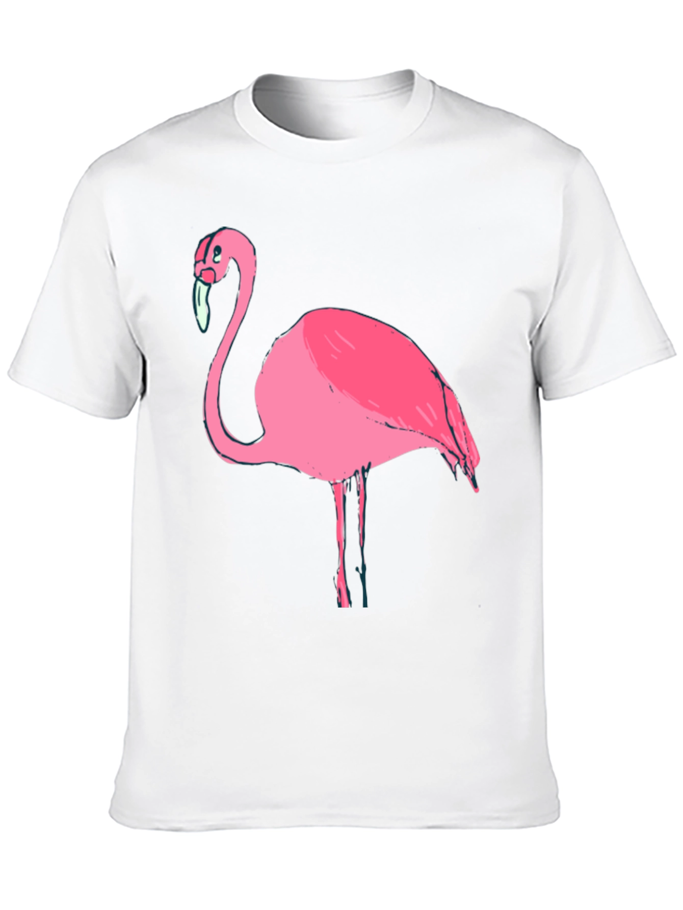 Mens Black T-Shirt with Pink Flamingo Graphic