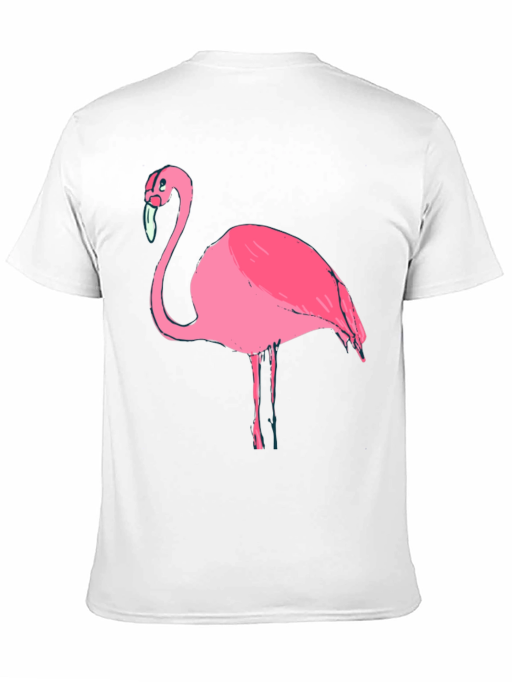 Mens Black T-Shirt with Pink Flamingo Graphic