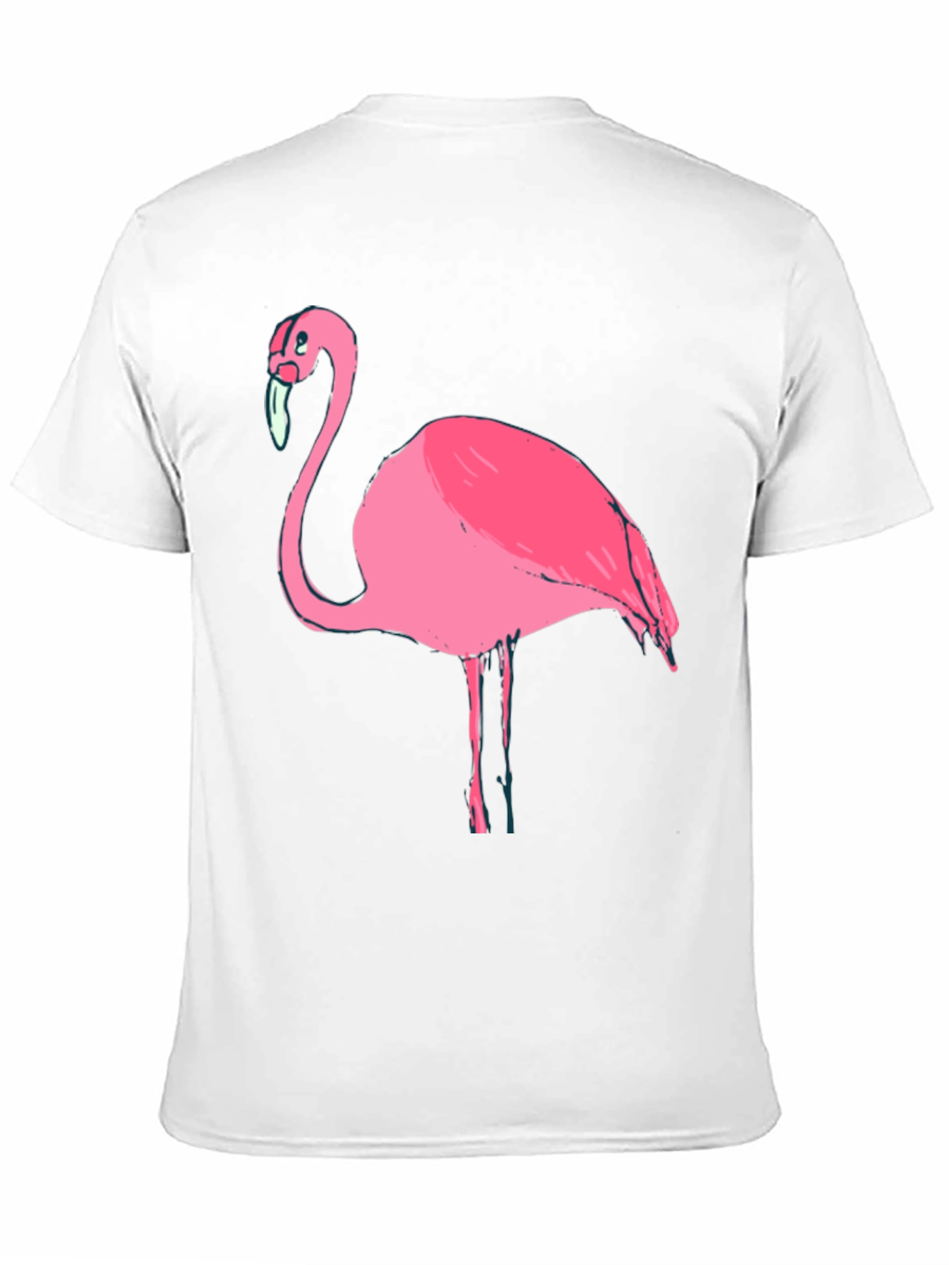 Mens Black T-Shirt with Pink Flamingo Graphic