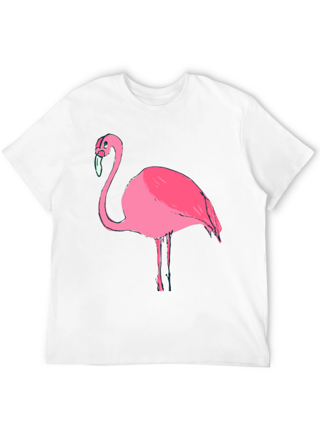 Mens Black T-Shirt with Pink Flamingo Graphic