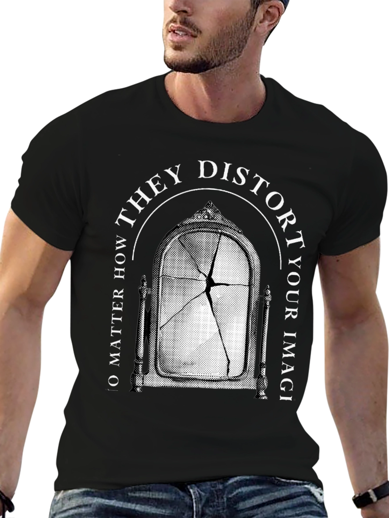 Distorted Image Graphic Tee - Broken Mirror T-Shirt