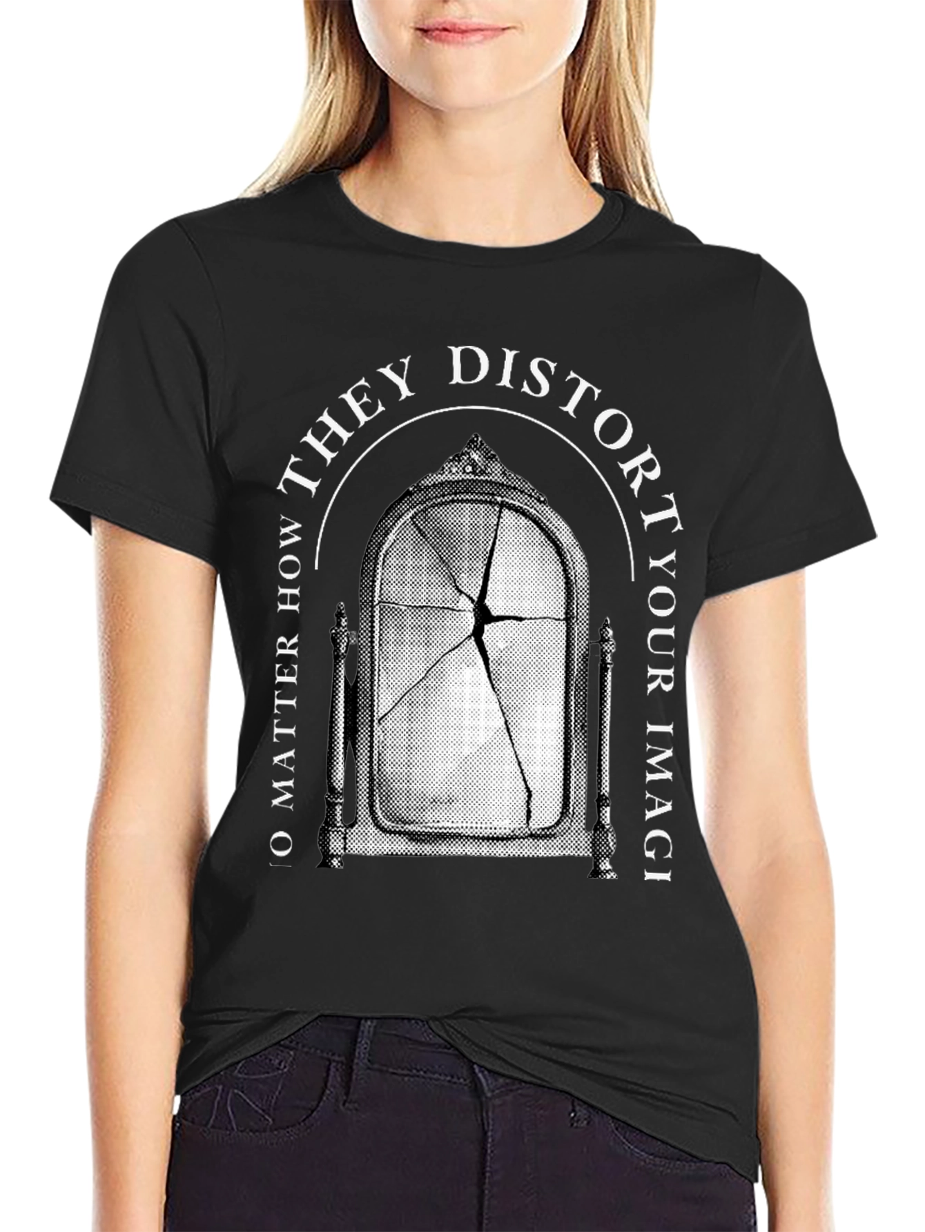 Distorted Image Graphic Tee - Broken Mirror T-Shirt
