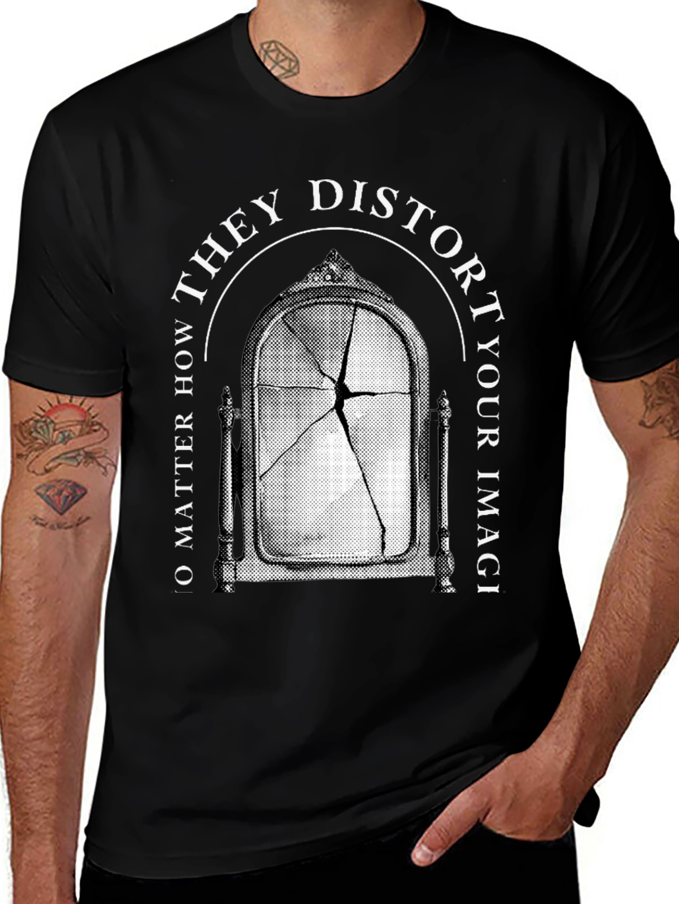 Distorted Image Graphic Tee - Broken Mirror T-Shirt
