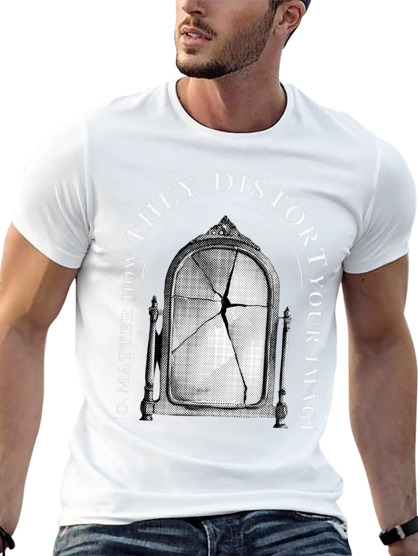 Distorted Image Graphic Tee - Broken Mirror T-Shirt
