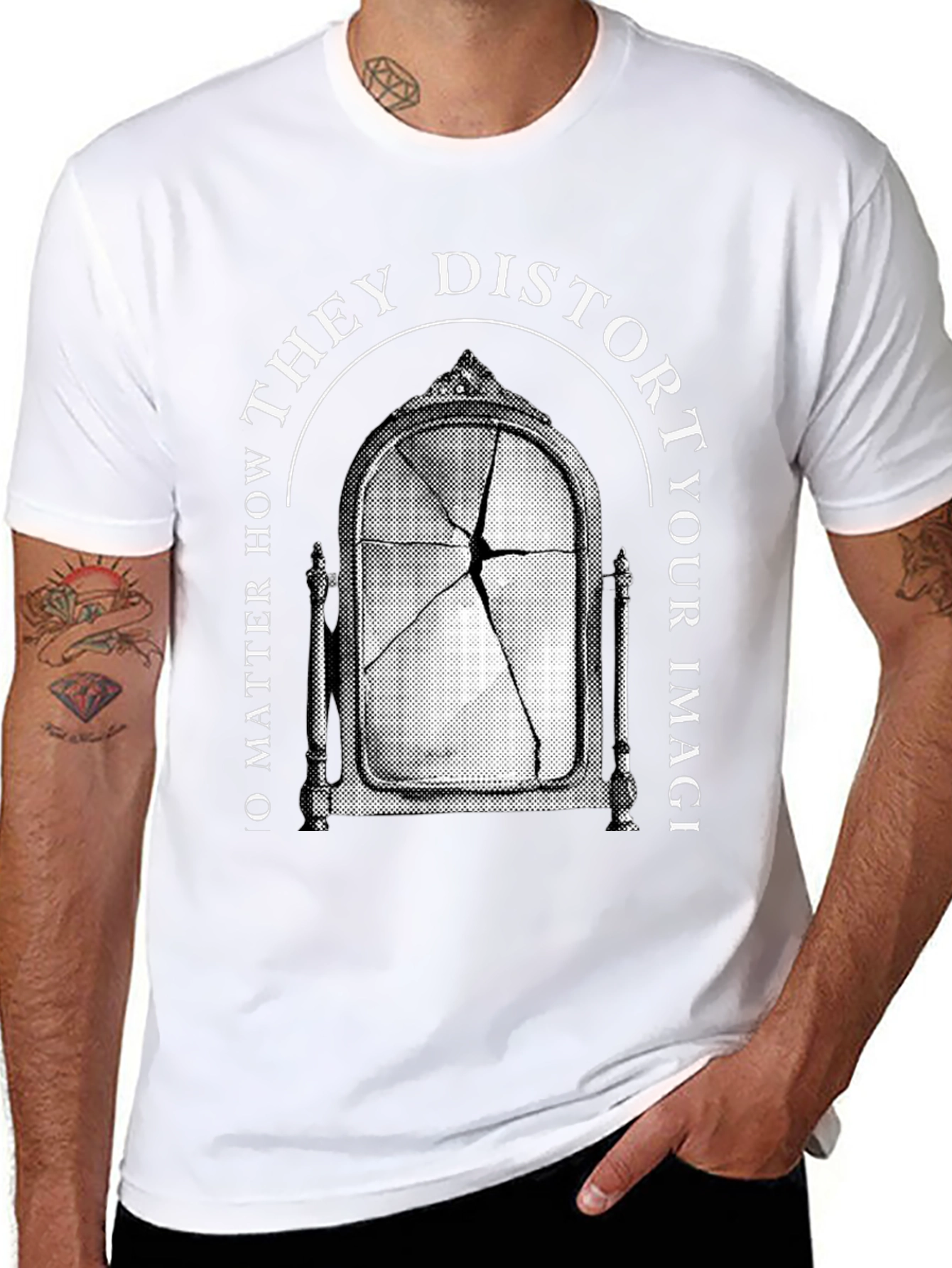 Distorted Image Graphic Tee - Broken Mirror T-Shirt
