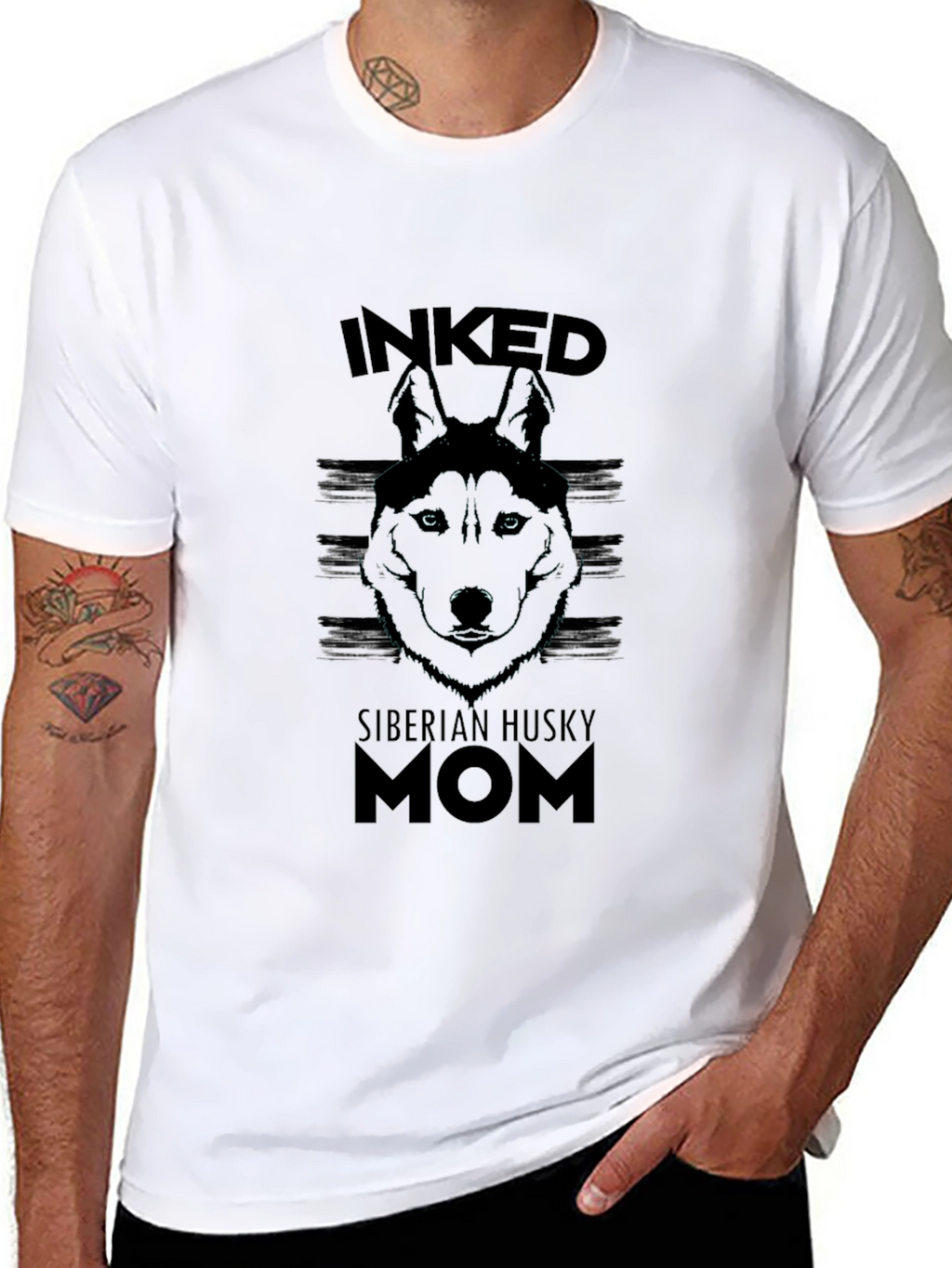Inked Siberian Husky Mom T-Shirt