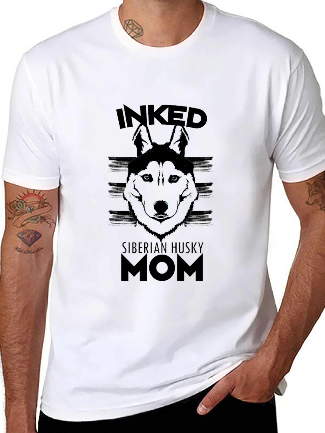 Inked Siberian Husky Mom T-Shirt