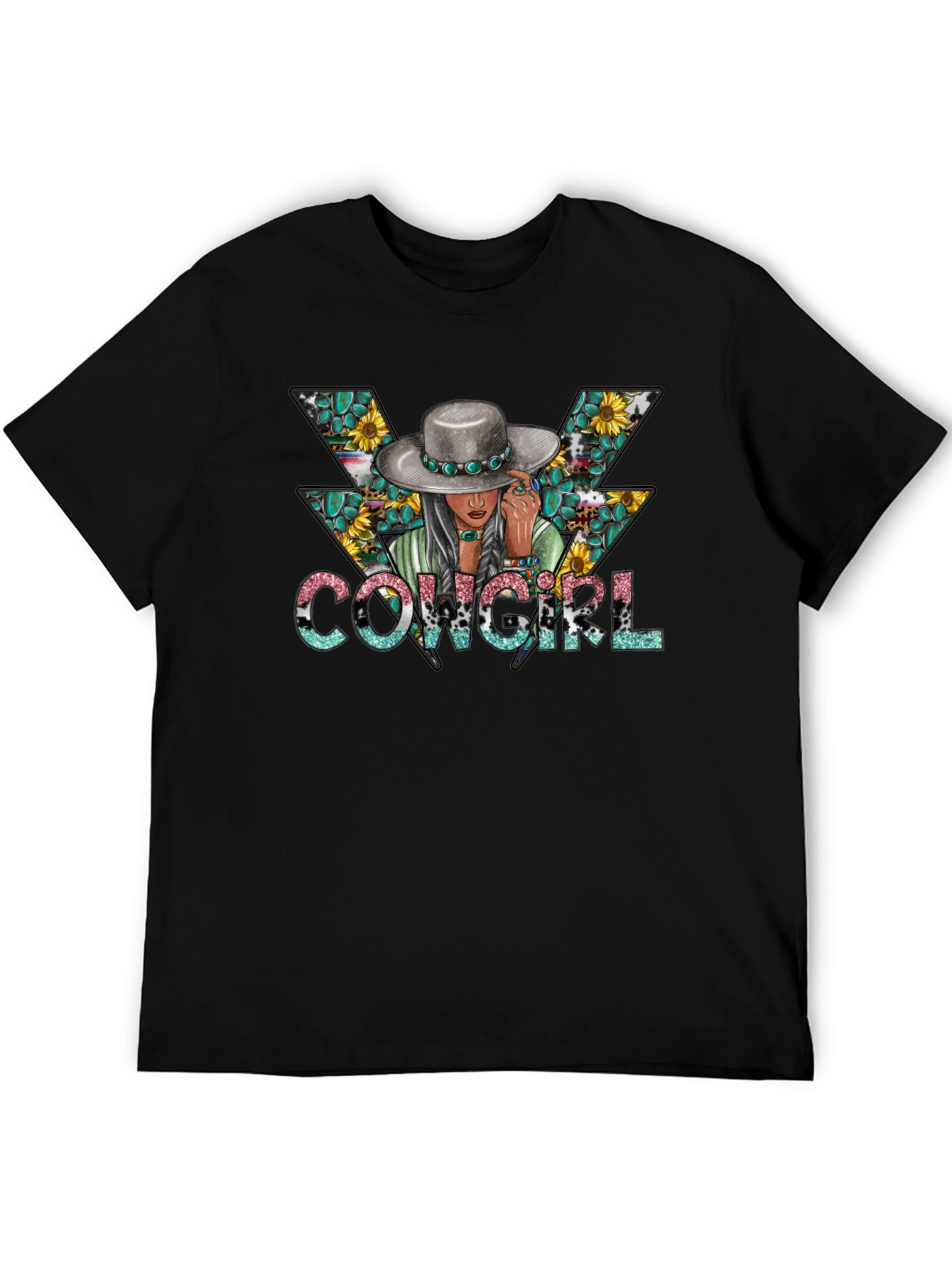Cowgirl Graphic Tee - Western Style Black T-Shirt