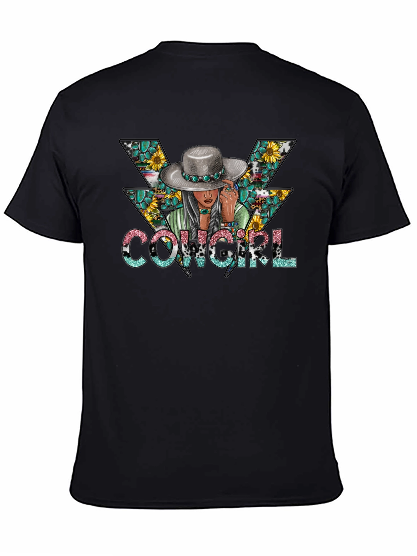 Cowgirl Graphic Tee - Western Style Black T-Shirt