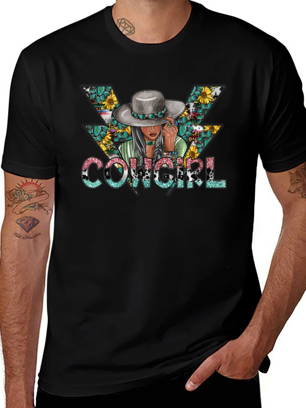 Cowgirl Graphic Tee - Western Style Black T-Shirt