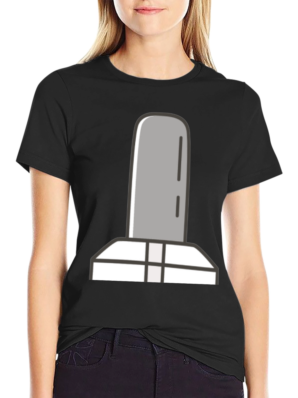 Simple Tombstone Graphic Tee - Black
