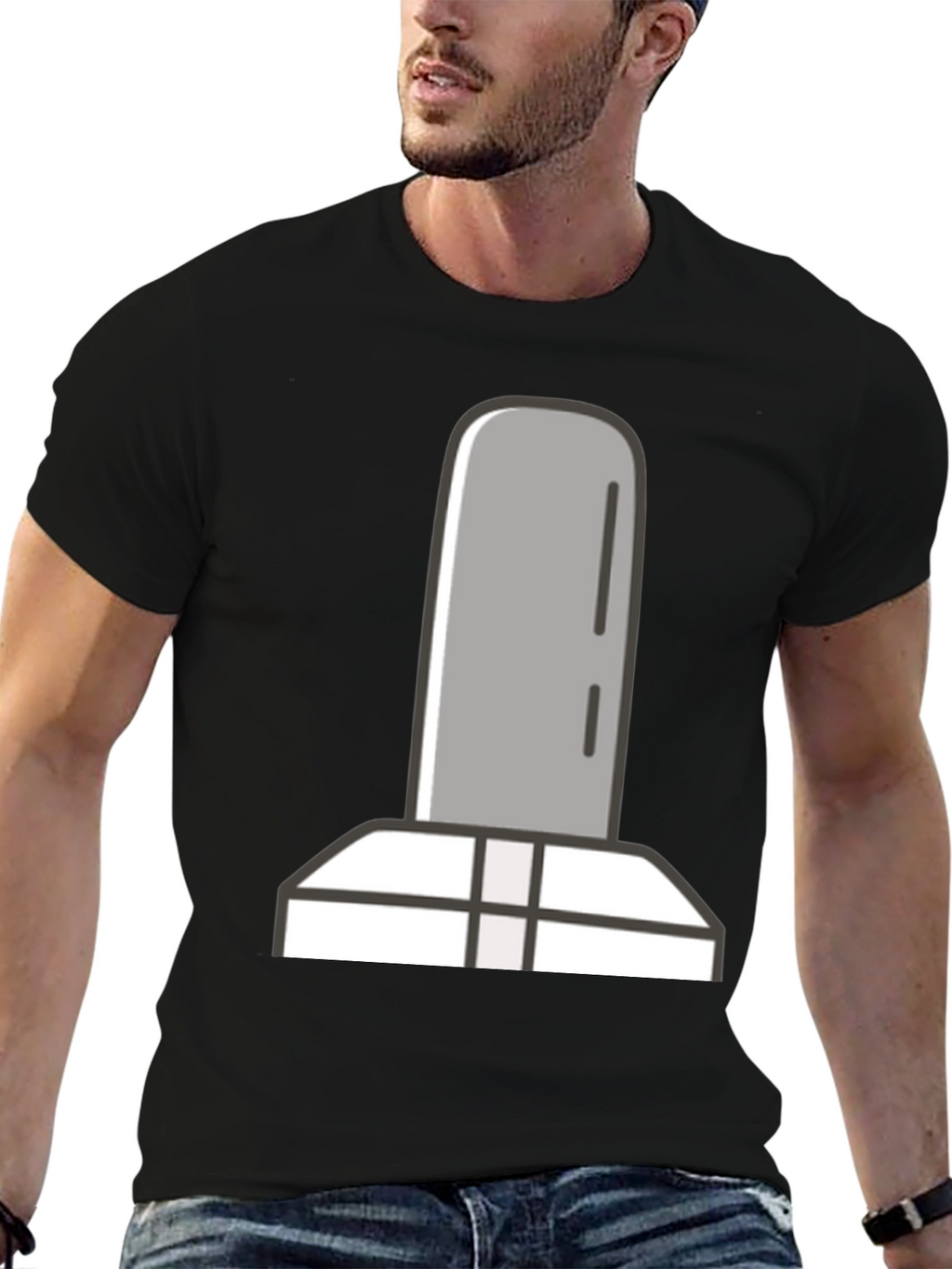 Simple Tombstone Graphic Tee - Black