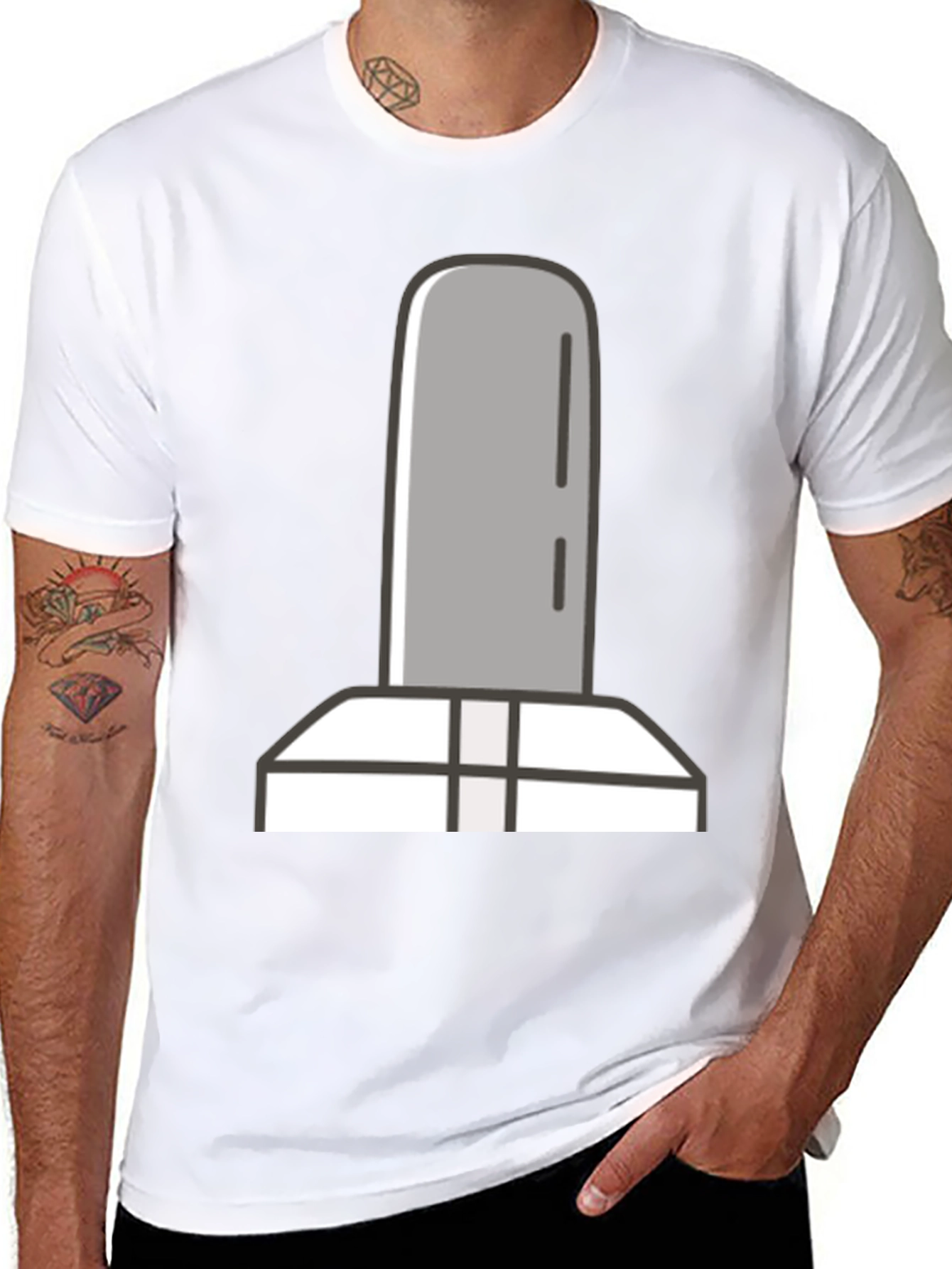 Simple Tombstone Graphic Tee - Black