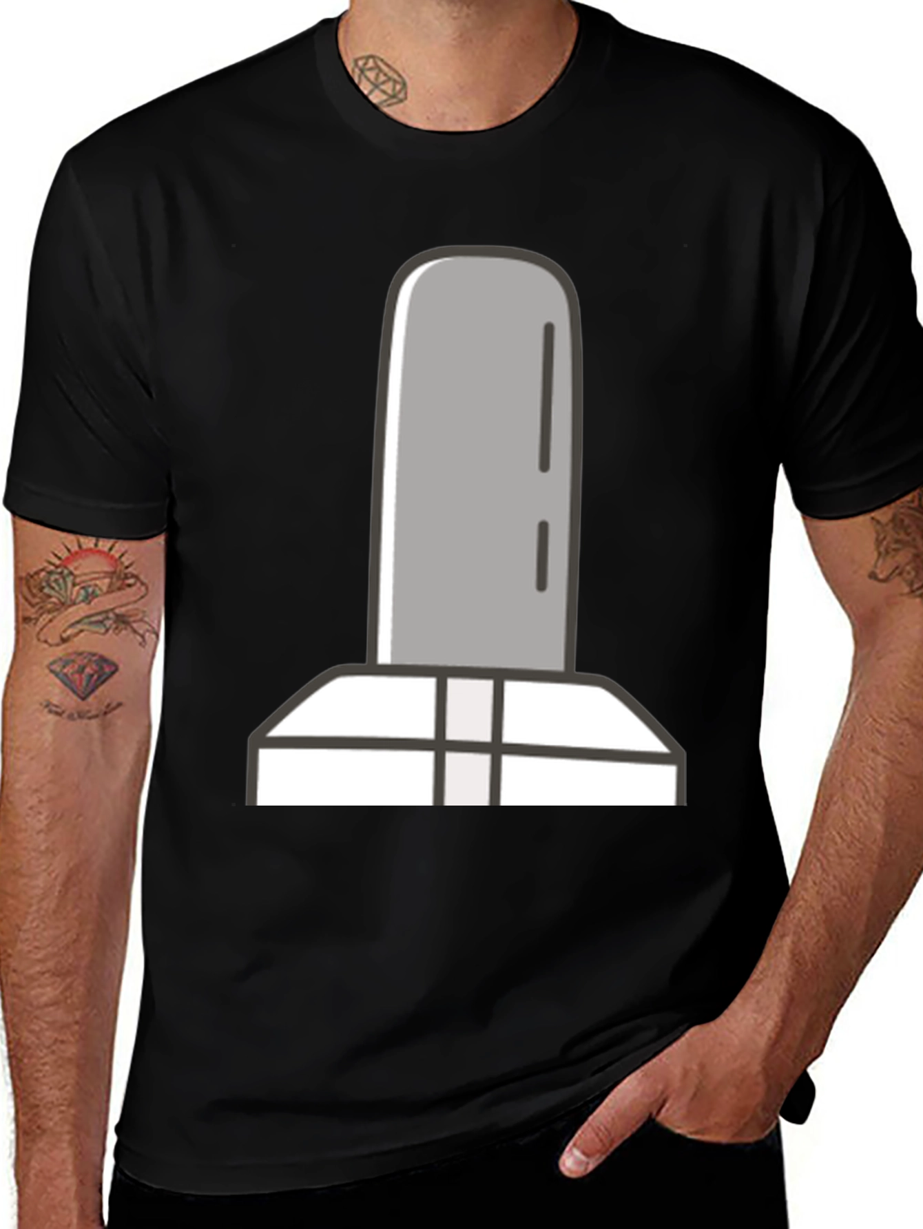 Simple Tombstone Graphic Tee - Black