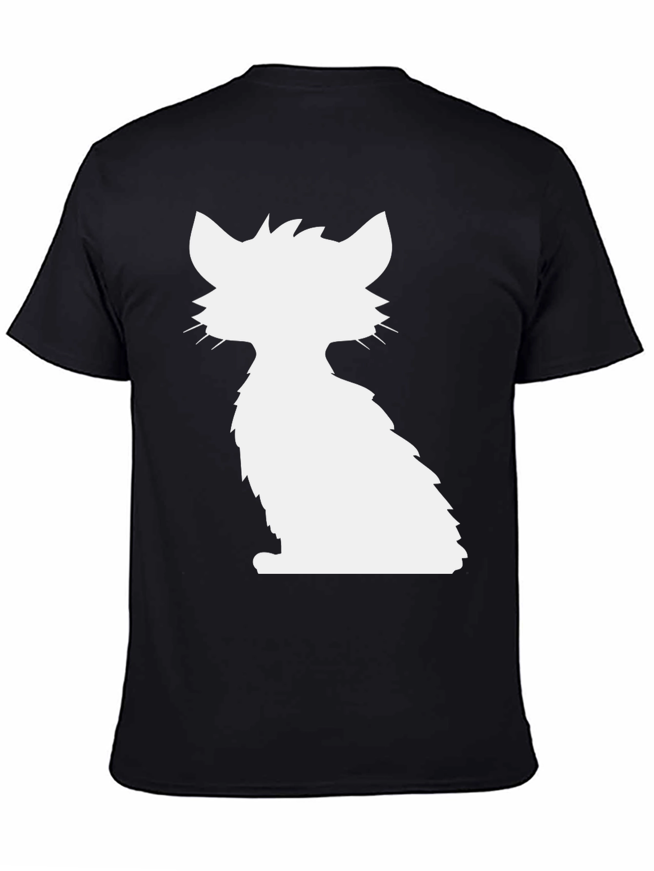 Cat Silhouette Graphic Tee - Black