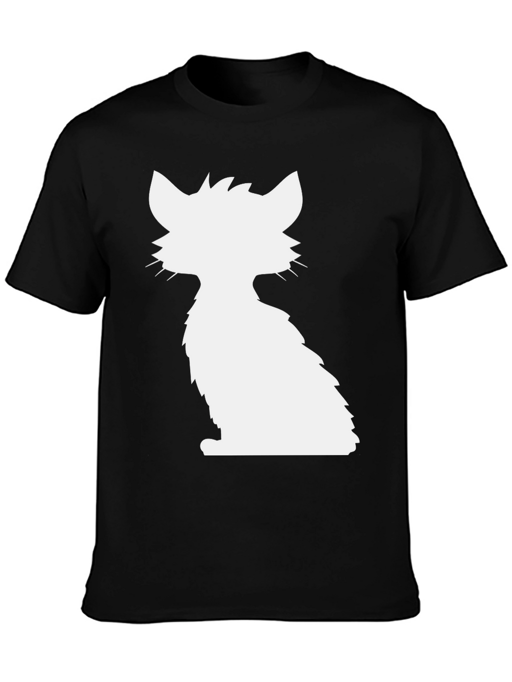 Cat Silhouette Graphic Tee - Black