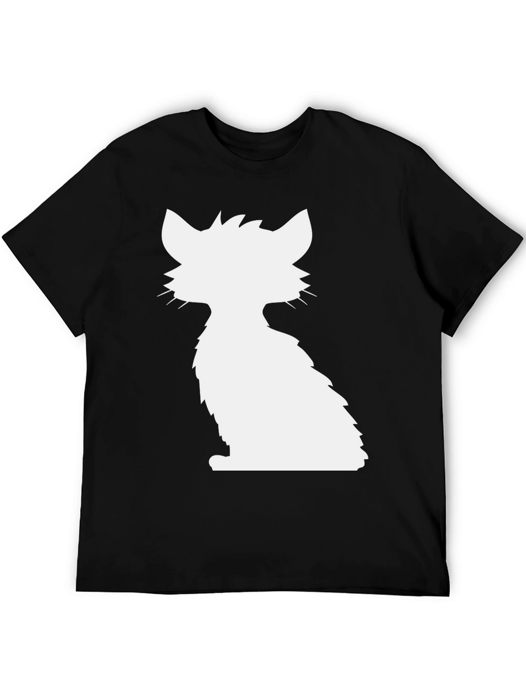 Cat Silhouette Graphic Tee - Black