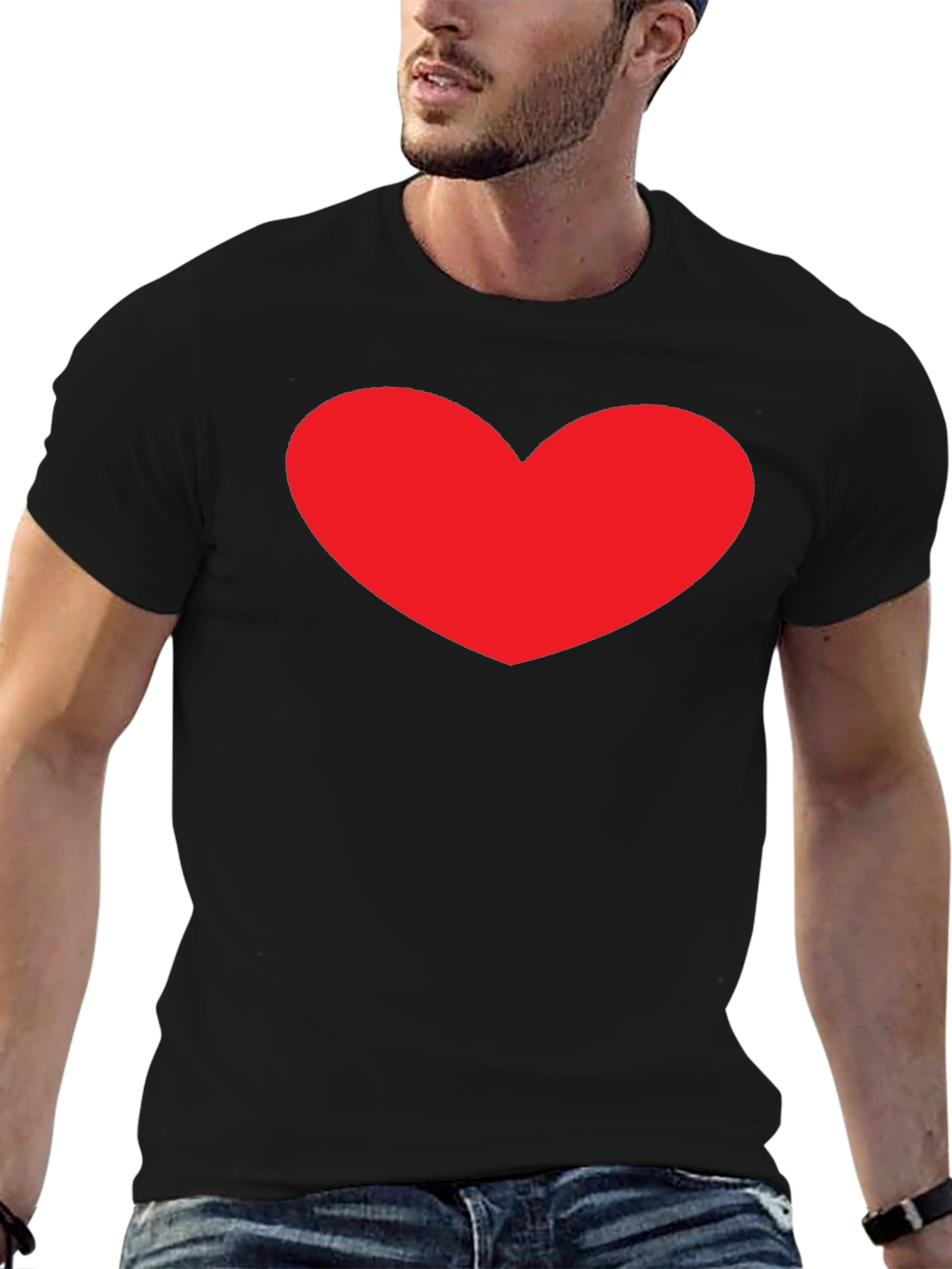 Heart Graphic Black T-Shirt - Stylish Casual Tee
