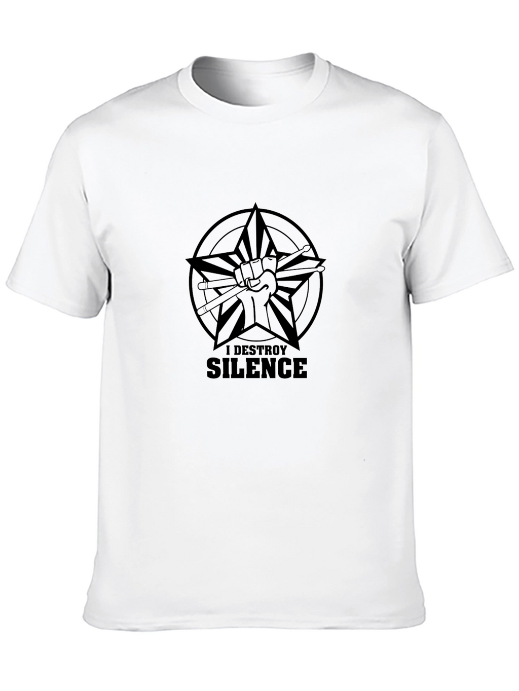 I Destroy Silence Drummer Star Black T-Shirt