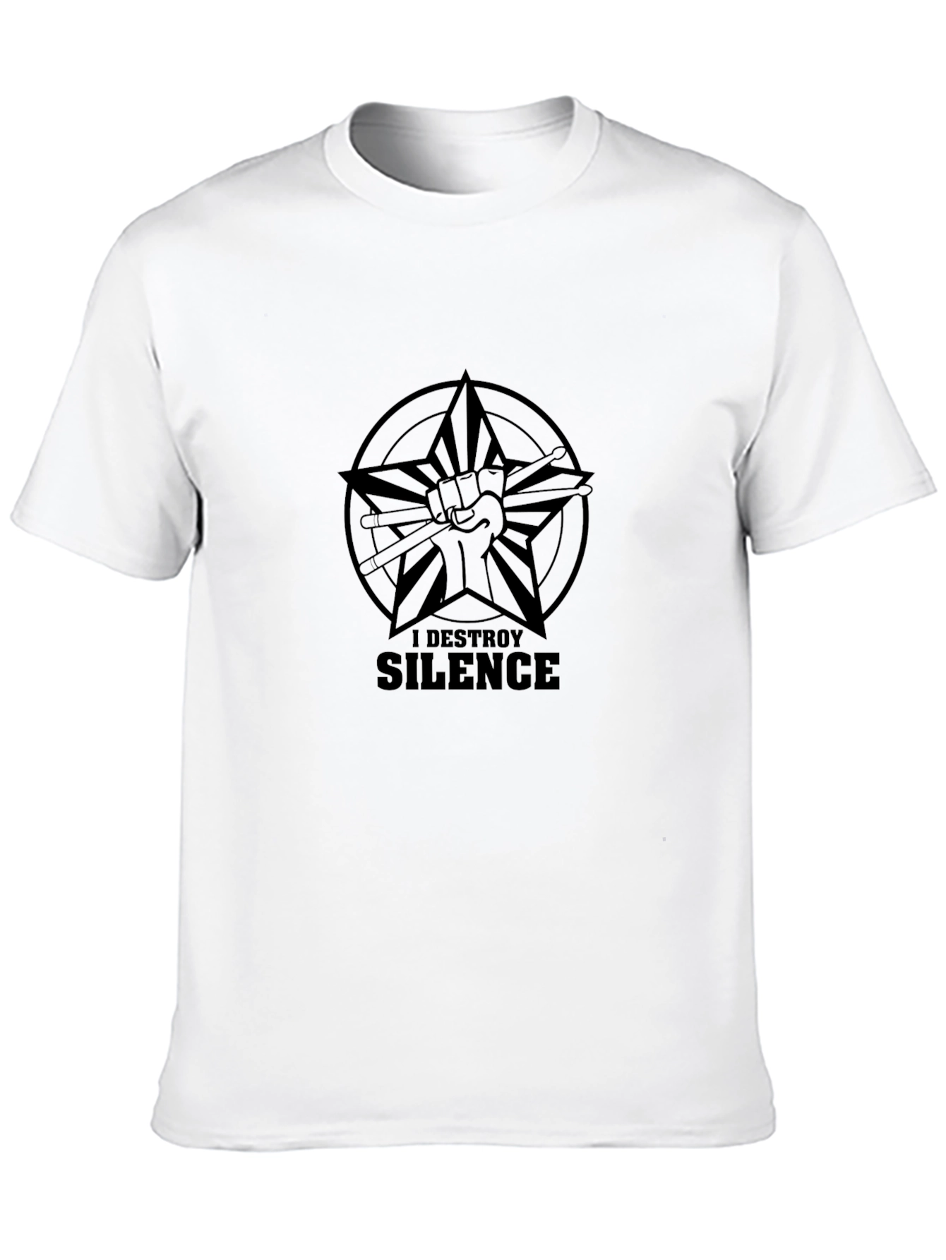 I Destroy Silence Drummer Star Black T-Shirt