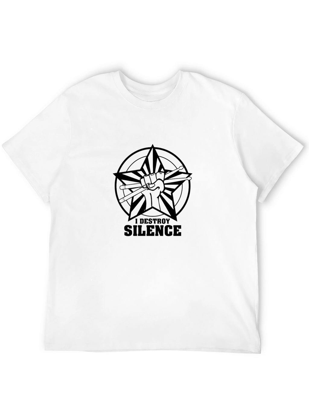I Destroy Silence Drummer Star Black T-Shirt