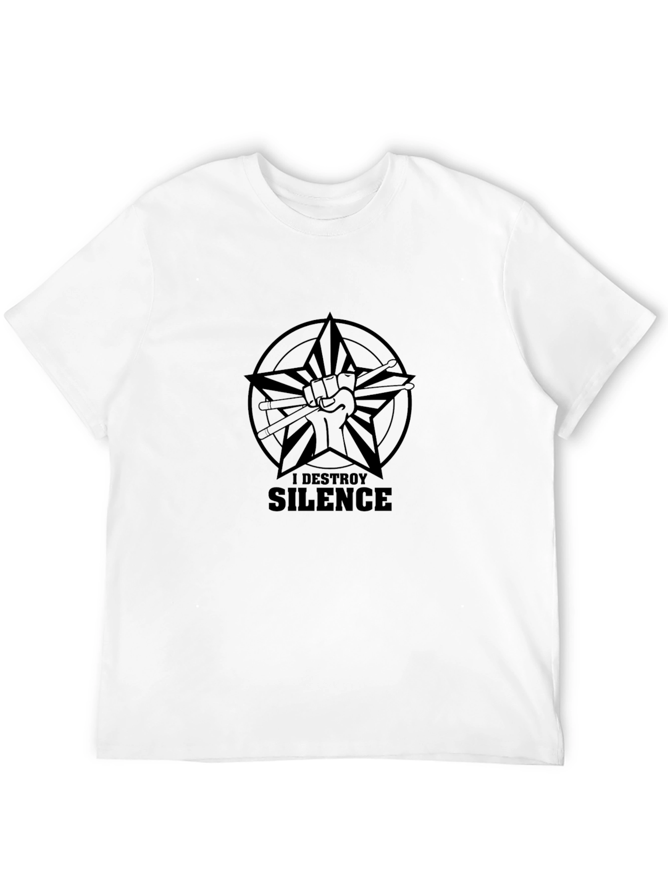 I Destroy Silence Drummer Star Black T-Shirt