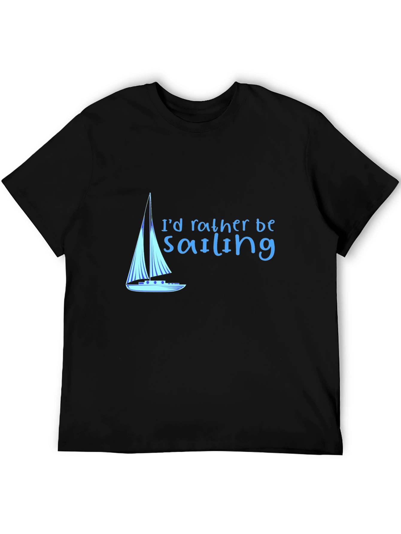 Sailing T-Shirt - Black Cotton Tee Boat Design