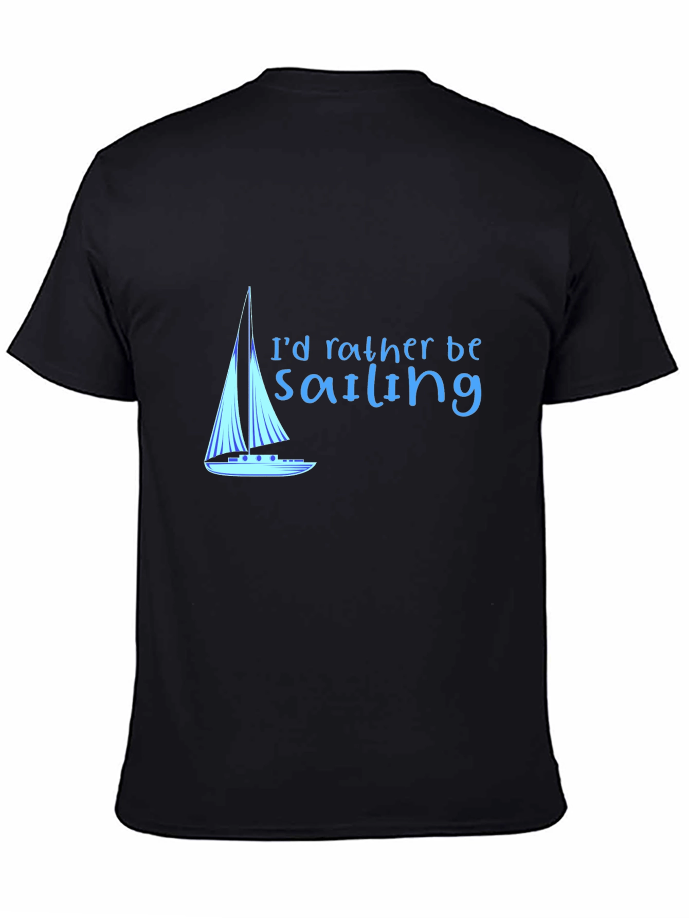 Sailing T-Shirt - Black Cotton Tee Boat Design