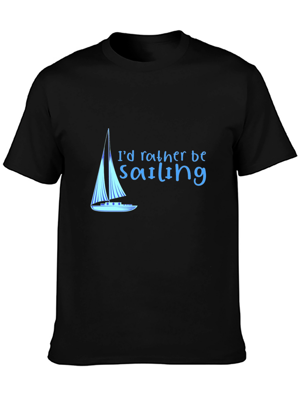 Sailing T-Shirt - Black Cotton Tee Boat Design