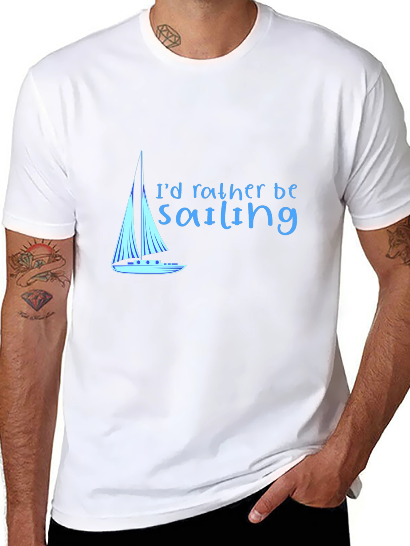 Sailing T-Shirt - Black Cotton Tee Boat Design