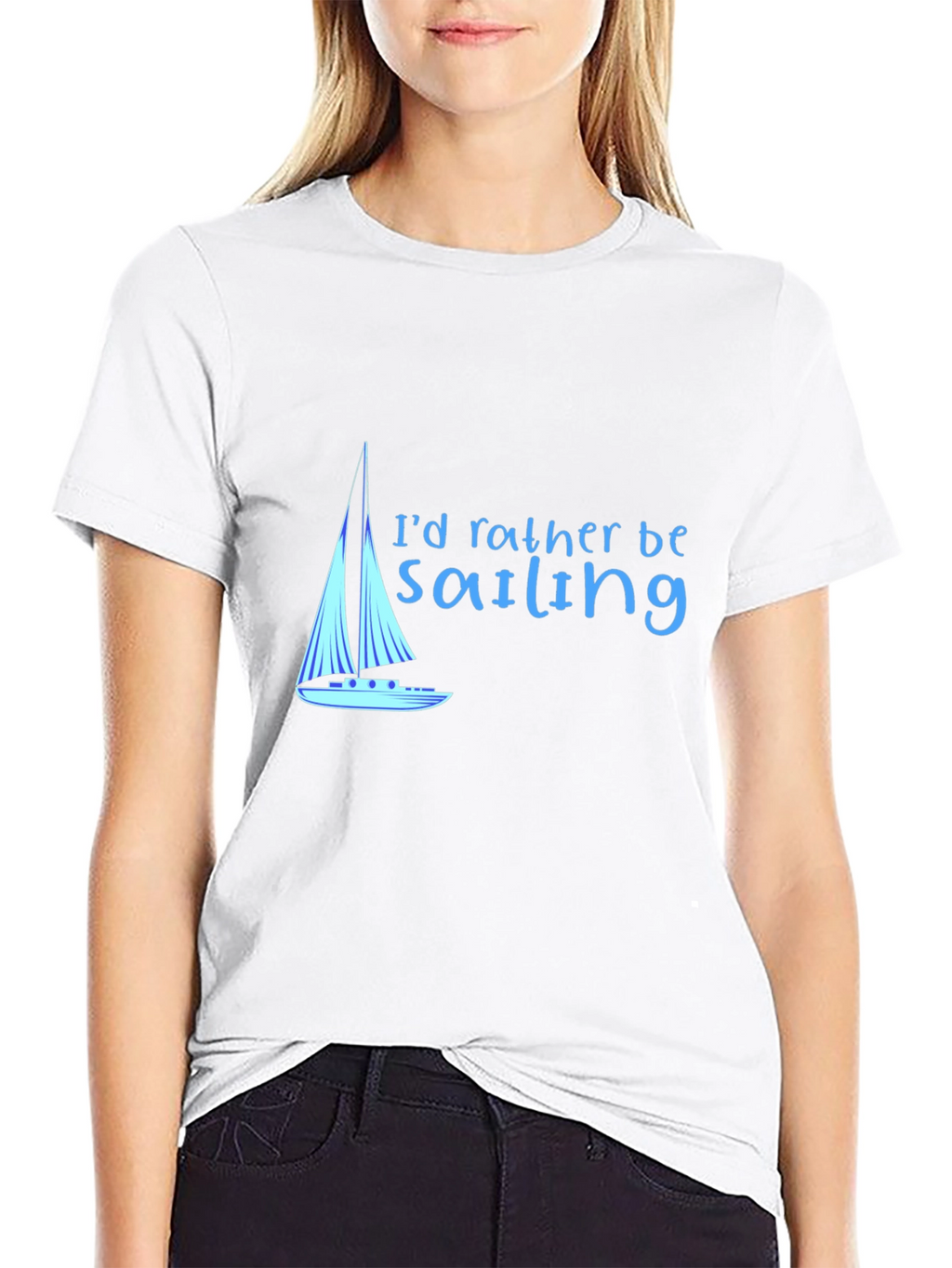 Sailing T-Shirt - Black Cotton Tee Boat Design