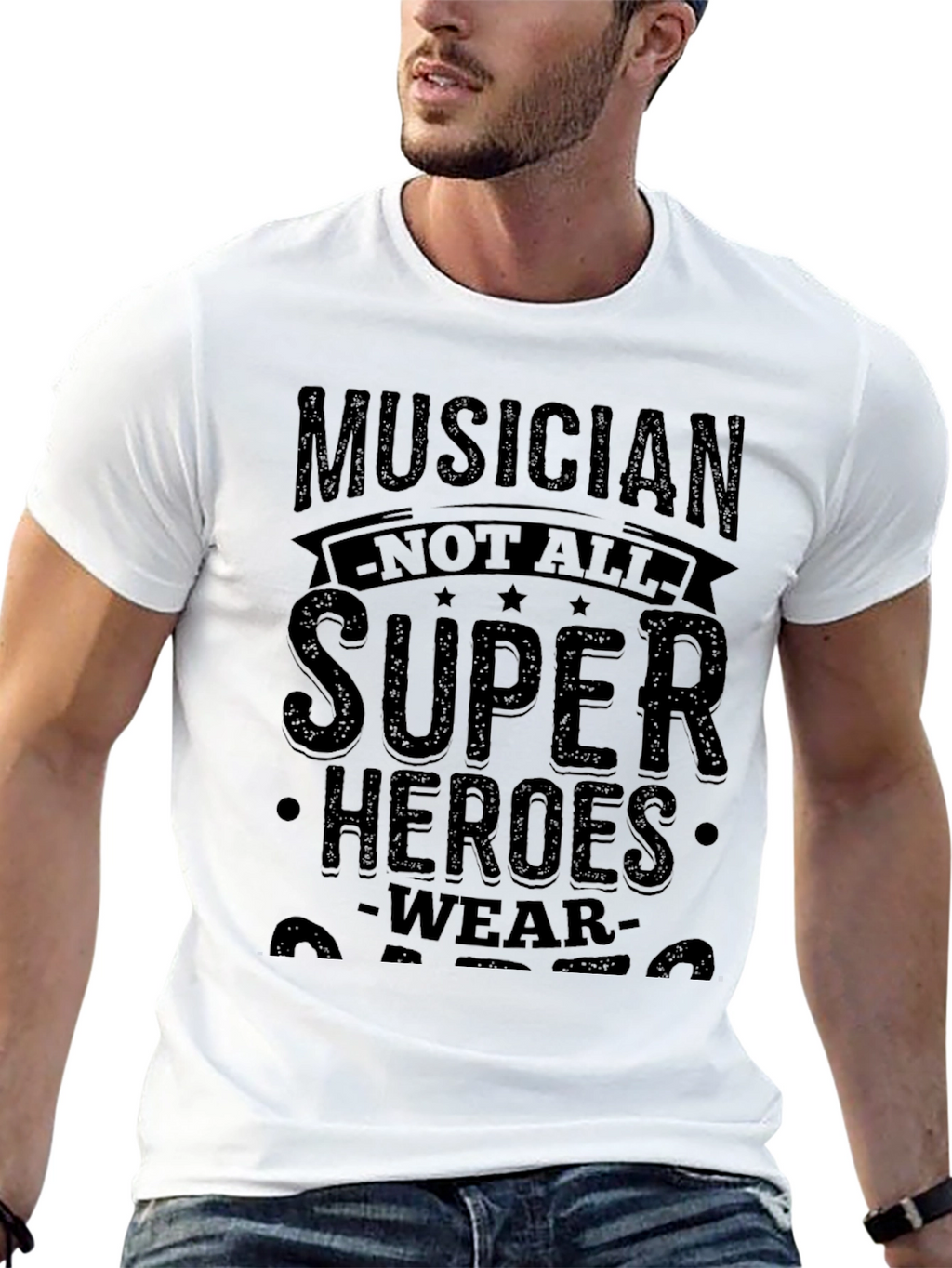 Musician Super Hero Graphic Tee - Black