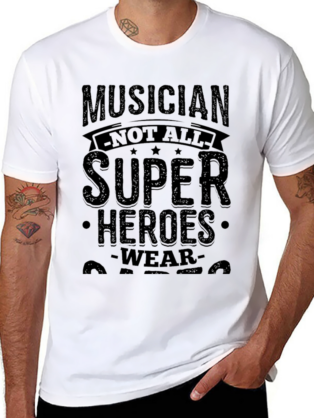 Musician Super Hero Graphic Tee - Black