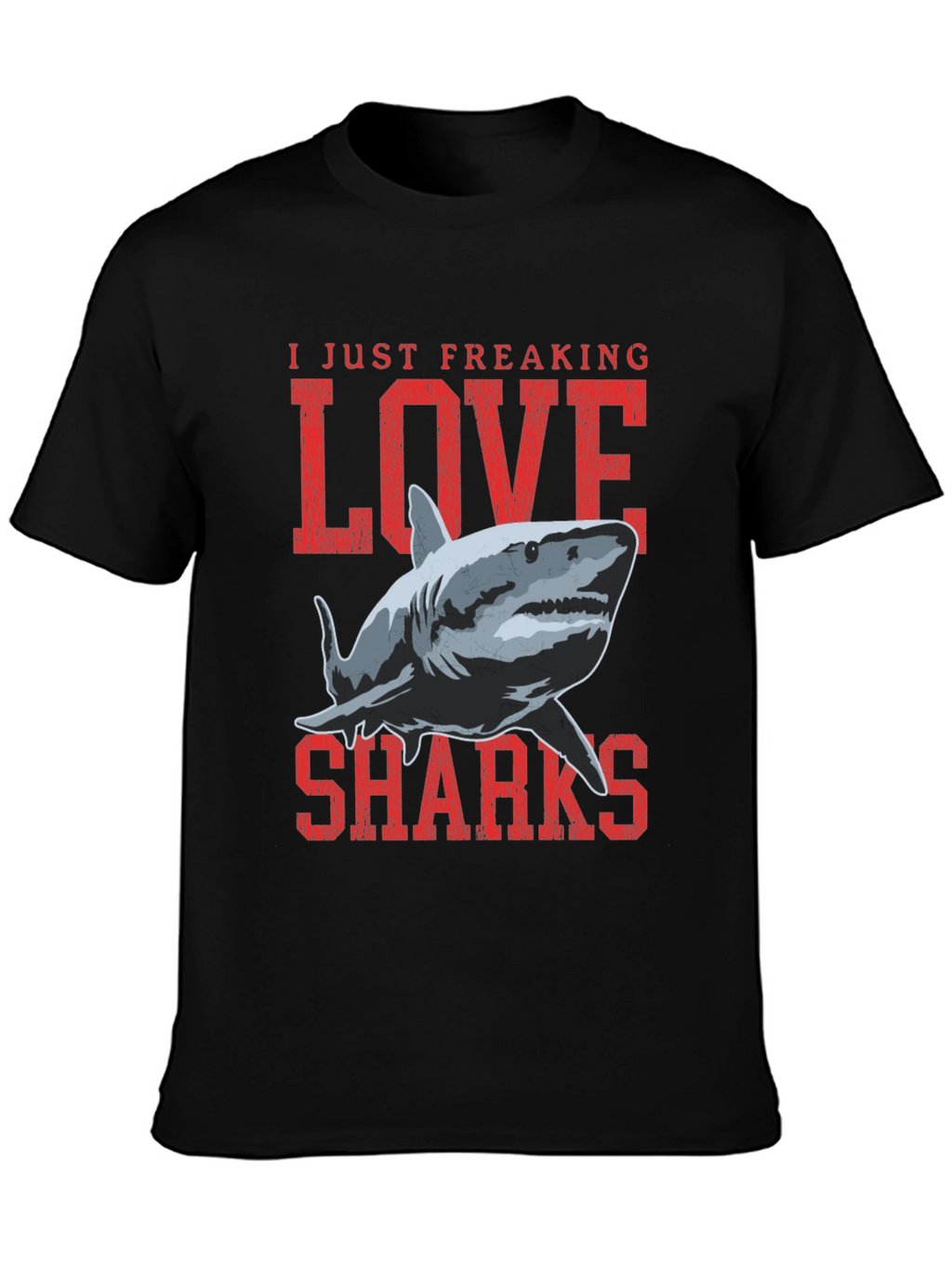 I Love Sharks Graphic T-Shirt - Black
