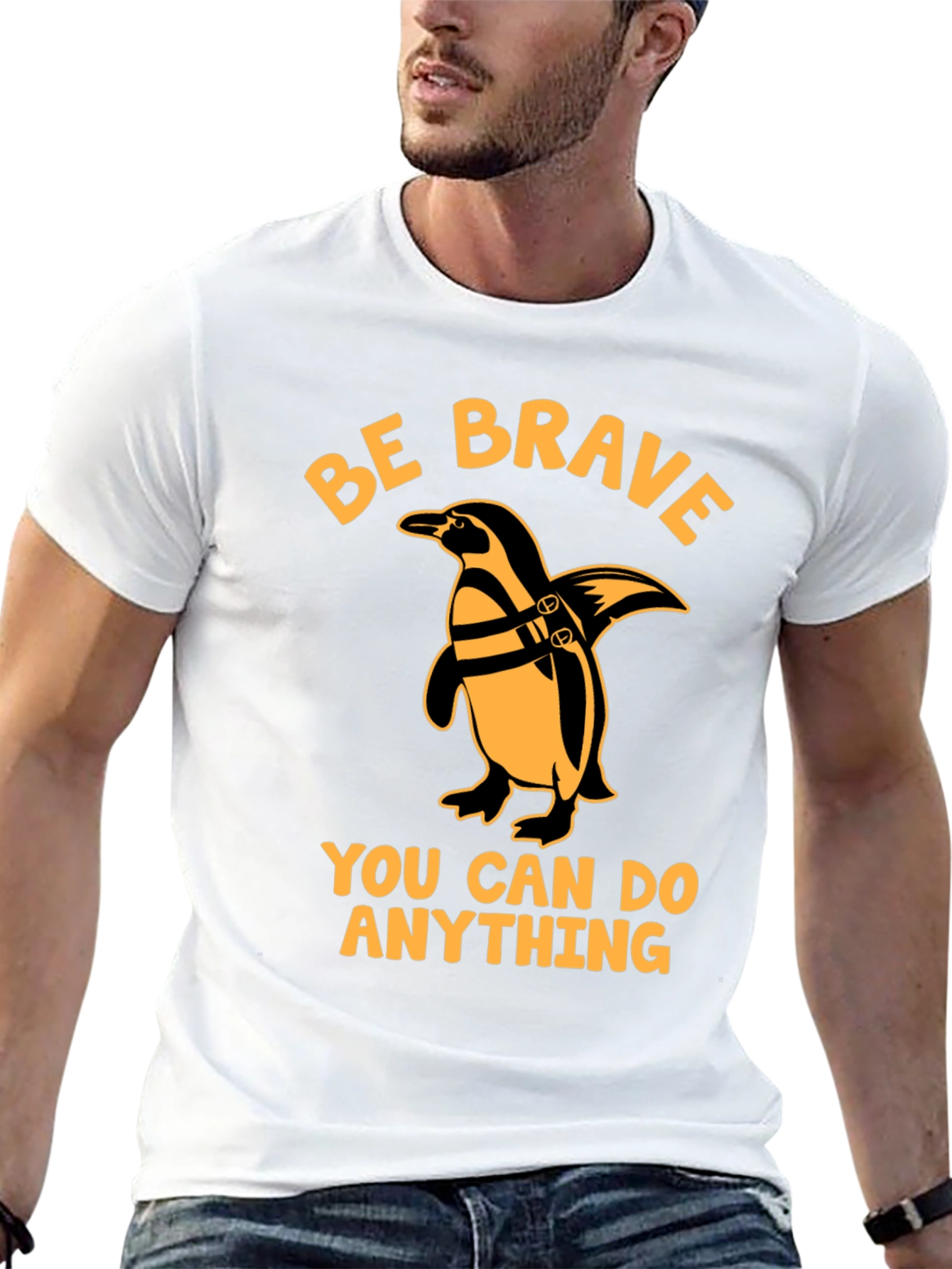 Be Brave Penguin Black T-Shirt