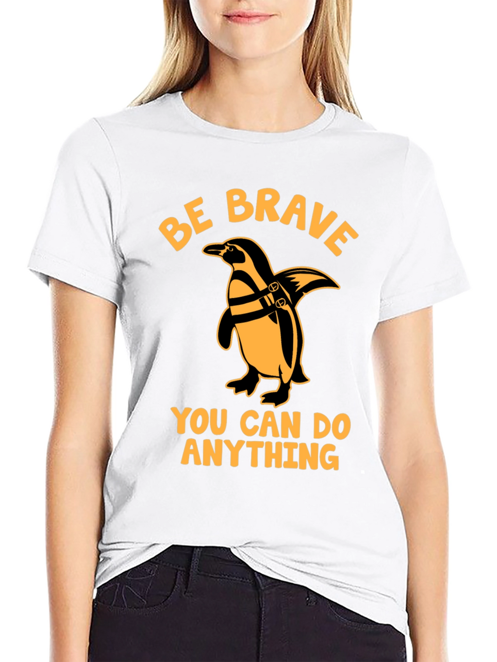 Be Brave Penguin Black T-Shirt
