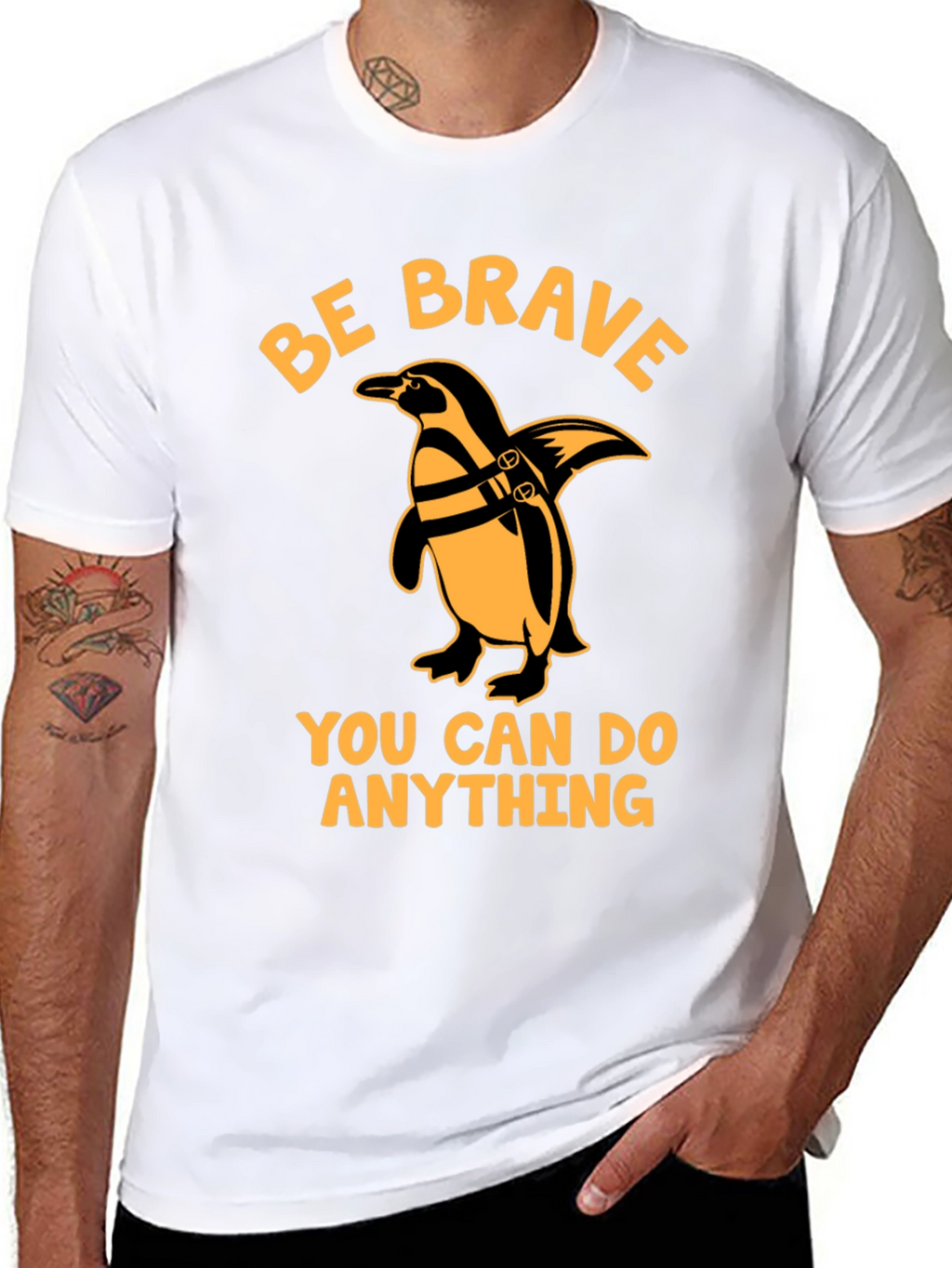 Be Brave Penguin Black T-Shirt