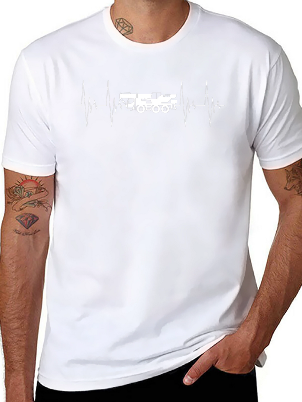 Crane Heartbeat T-Shirt - Construction Vehicle Tee