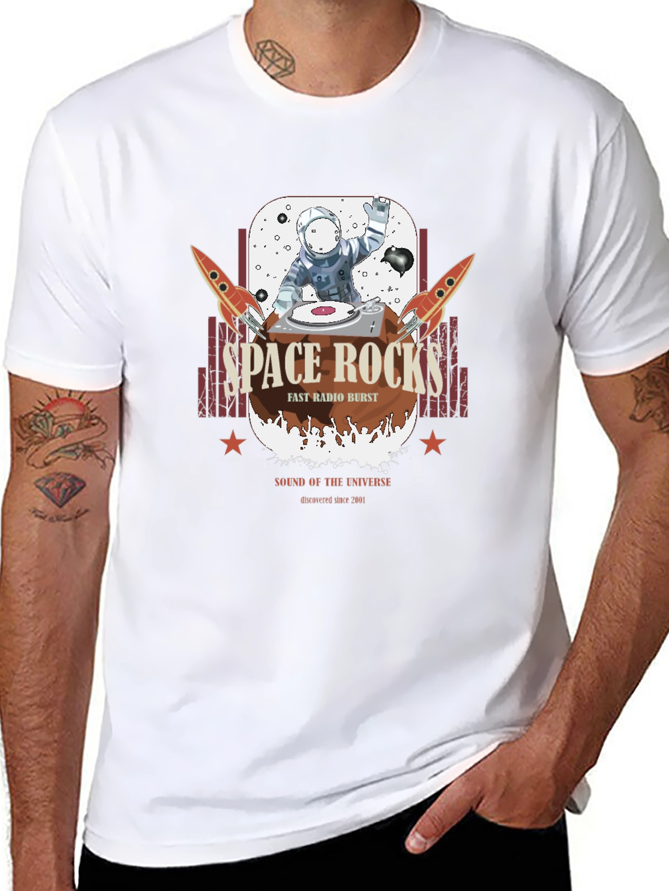 Space Rocks T-Shirt - Astronaut DJ Graphic Tee