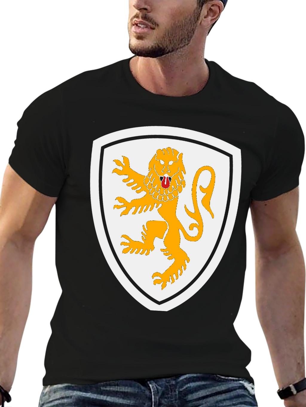 Lion Crest Graphic T-Shirt - Black Cotton Tee