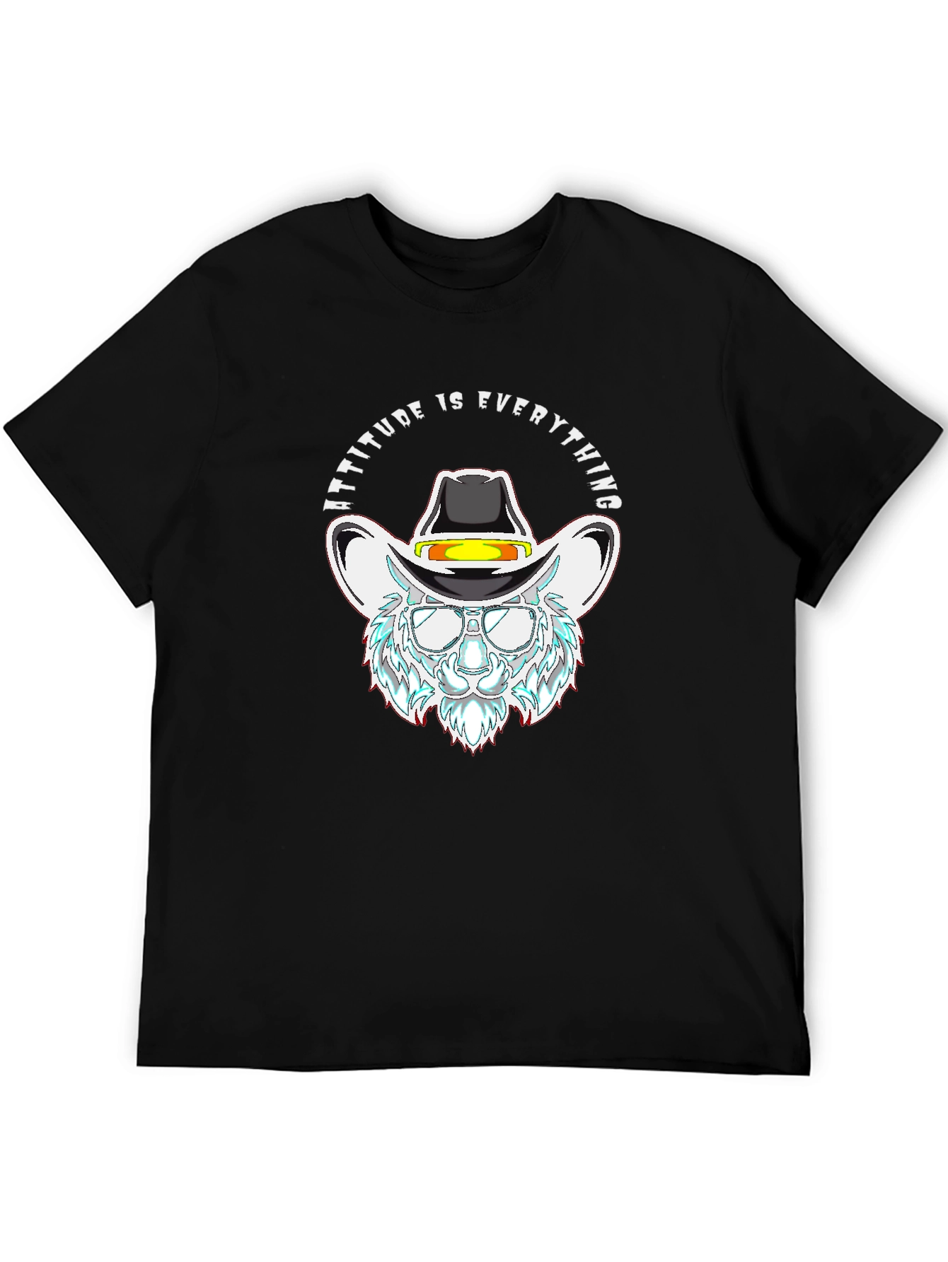 Attitude is Everything Cowboy Cat Black T-Shirt