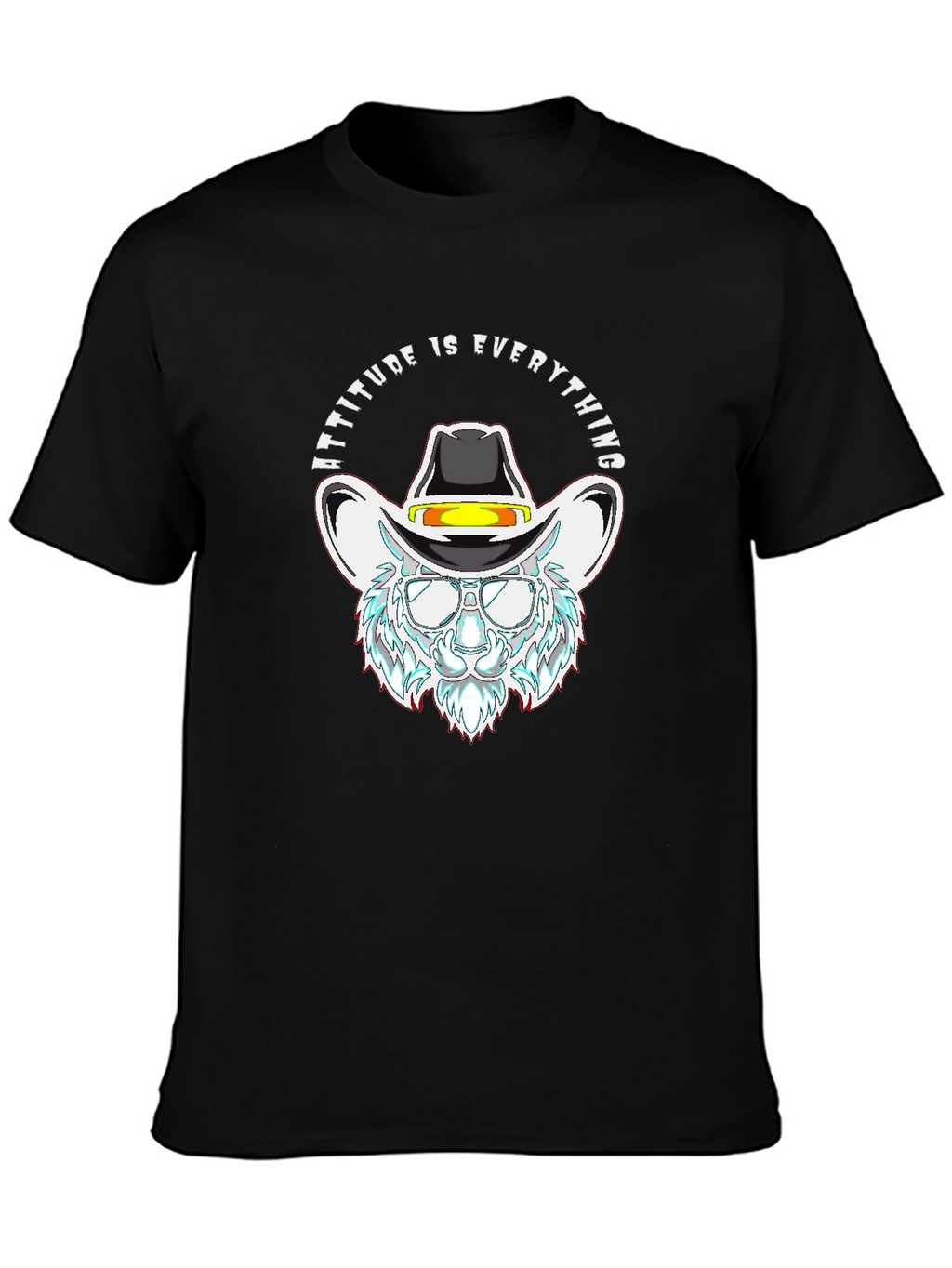 Attitude is Everything Cowboy Cat Black T-Shirt