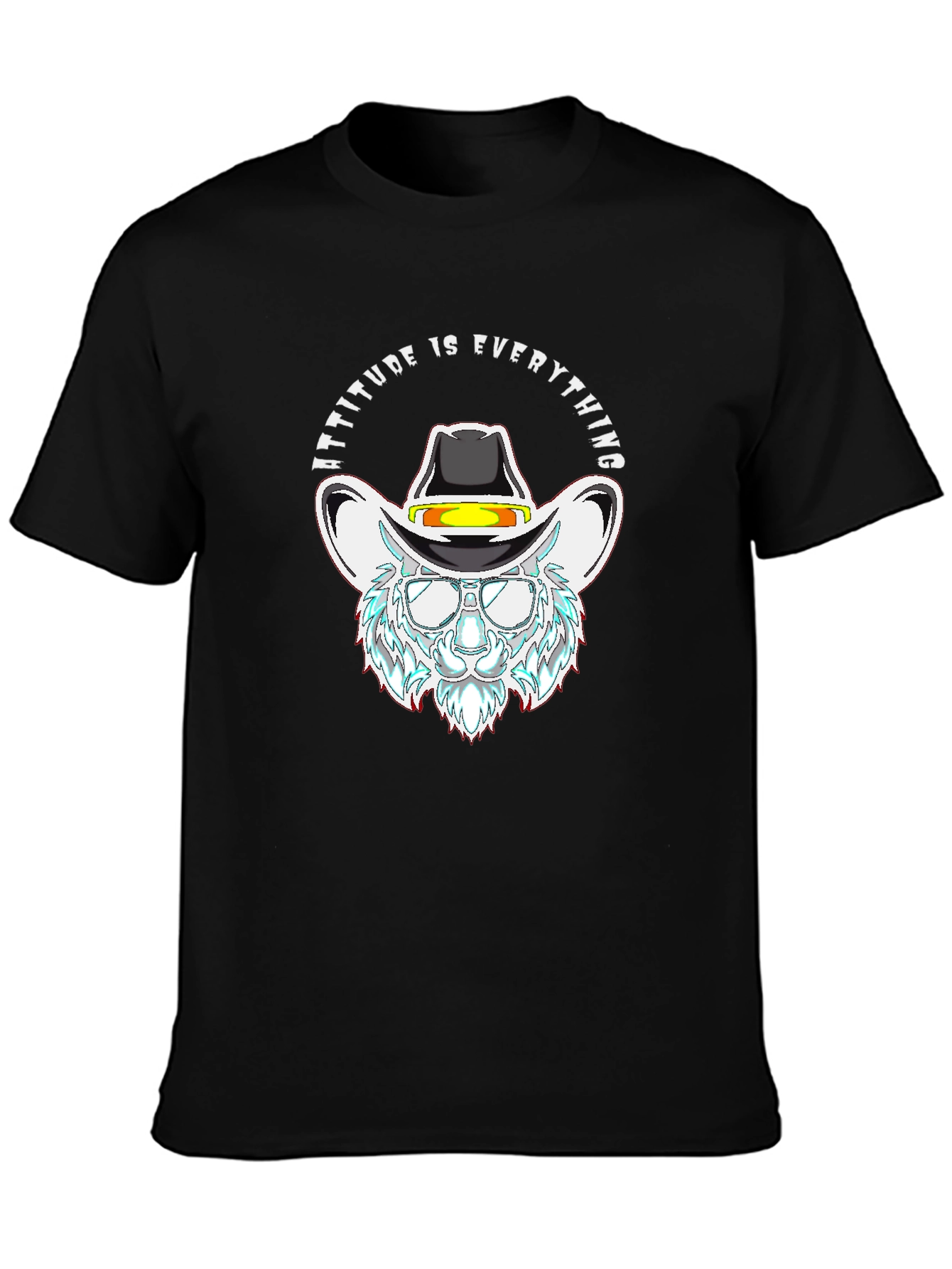Attitude is Everything Cowboy Cat Black T-Shirt