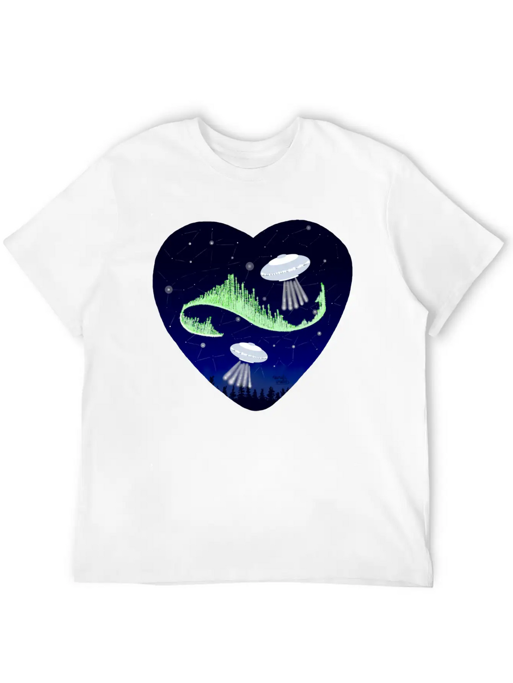 UFO And Northern Lights Unisex Short Sleeve Soft Cotton T-Shirt – Casual Everyday Wear