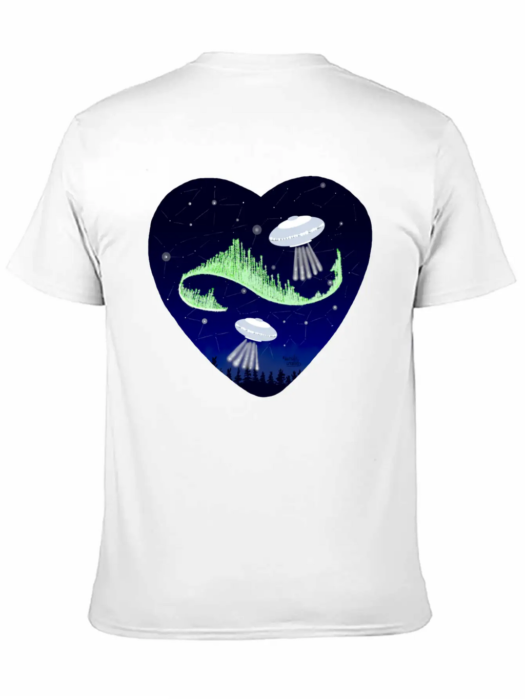 UFO And Northern Lights Unisex Short Sleeve Soft Cotton T-Shirt – Casual Everyday Wear